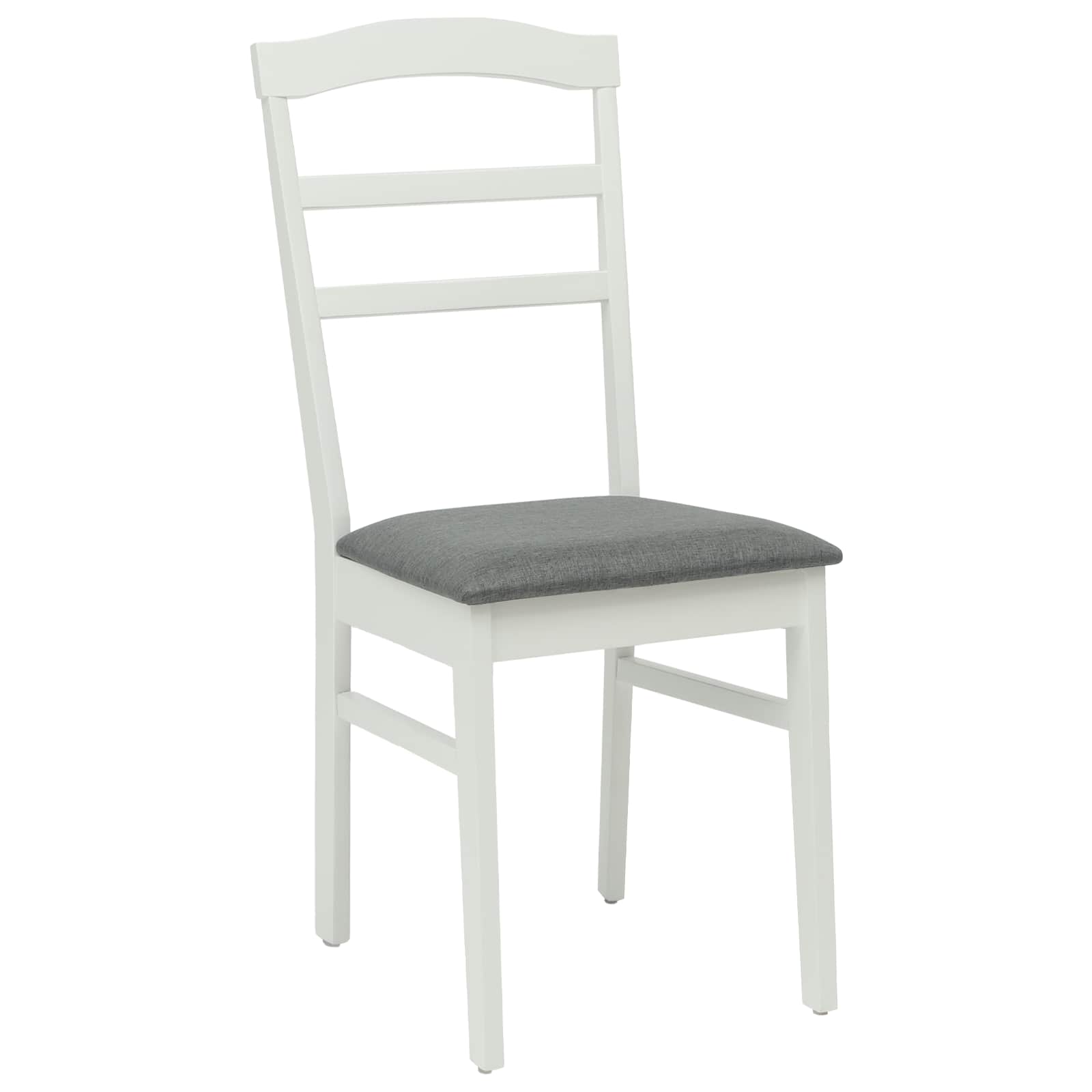 Esszimmerstuhl 2 pcs Weiß und Grau Massives Gummiholz