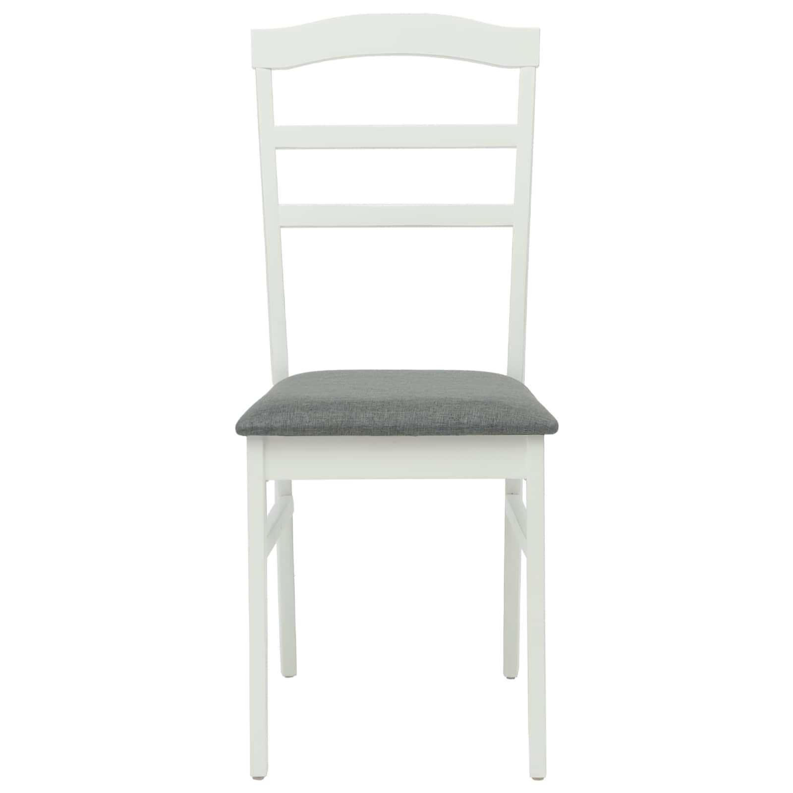 Esszimmerstuhl 2 pcs Weiß und Grau Massives Gummiholz