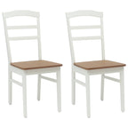 Esszimmerstuhl 2 pcs Weiß und Natur Massives Gummiholz