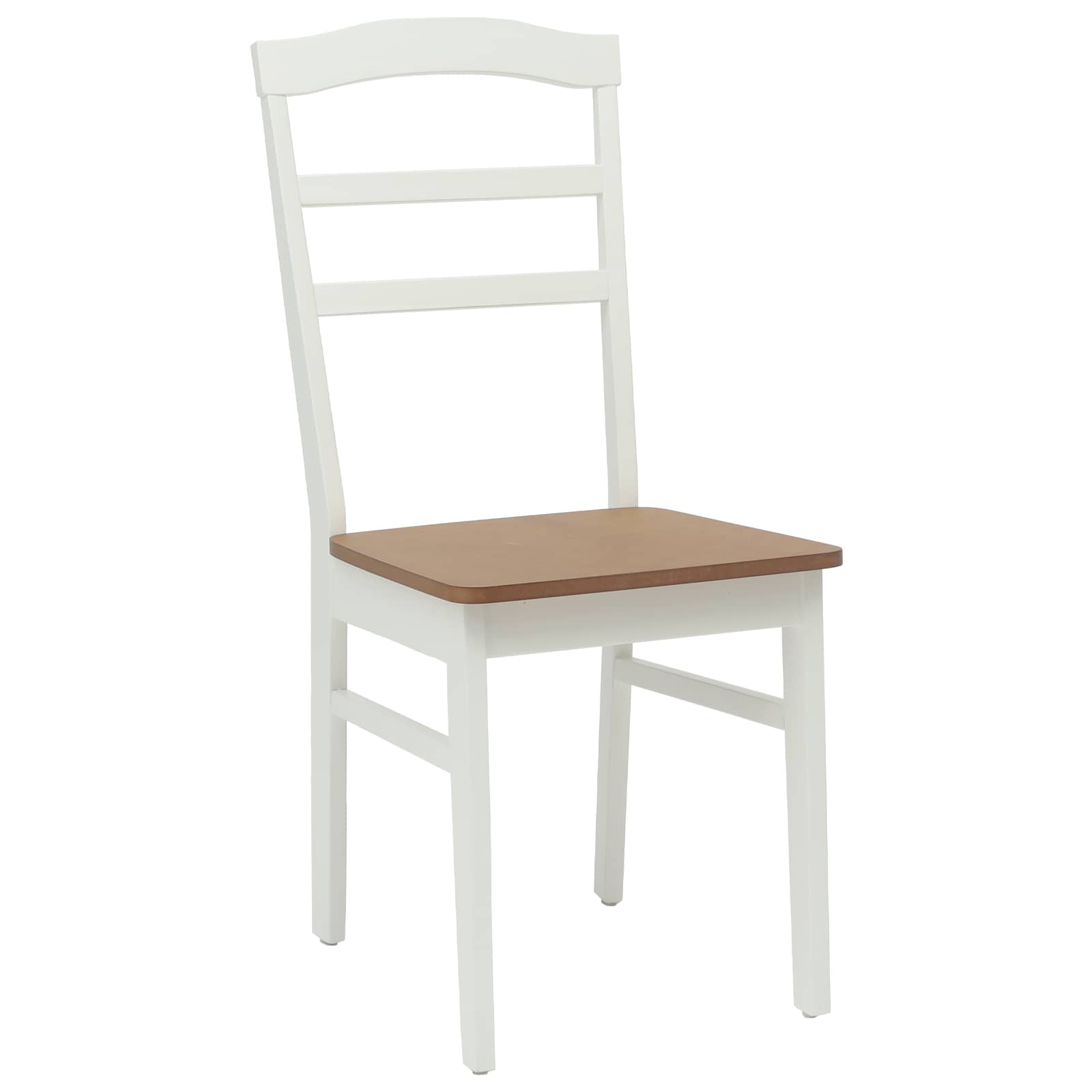 Esszimmerstuhl 2 pcs Weiß und Natur Massives Gummiholz