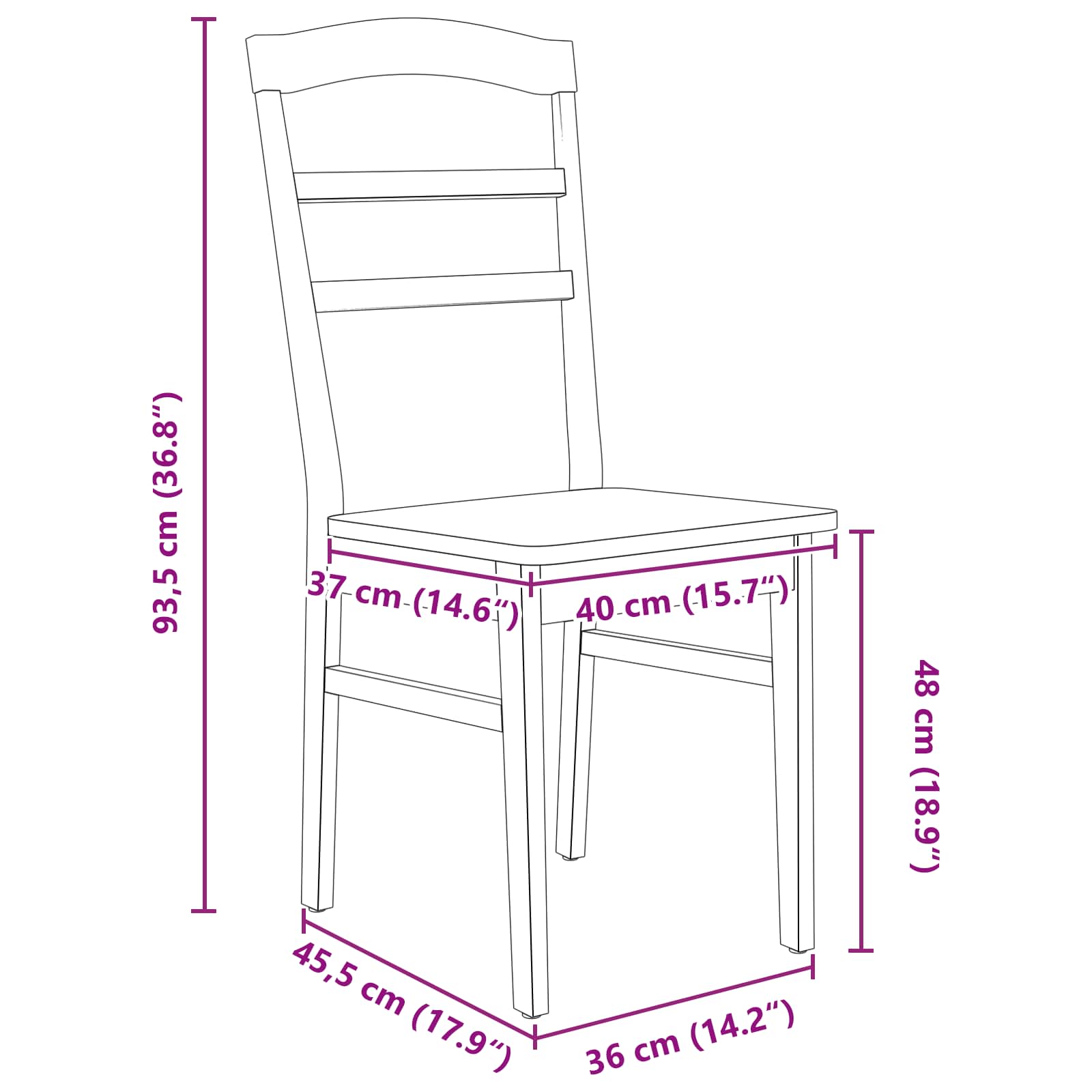 Esszimmerstuhl 2 pcs Weiß Massives Gummiholz