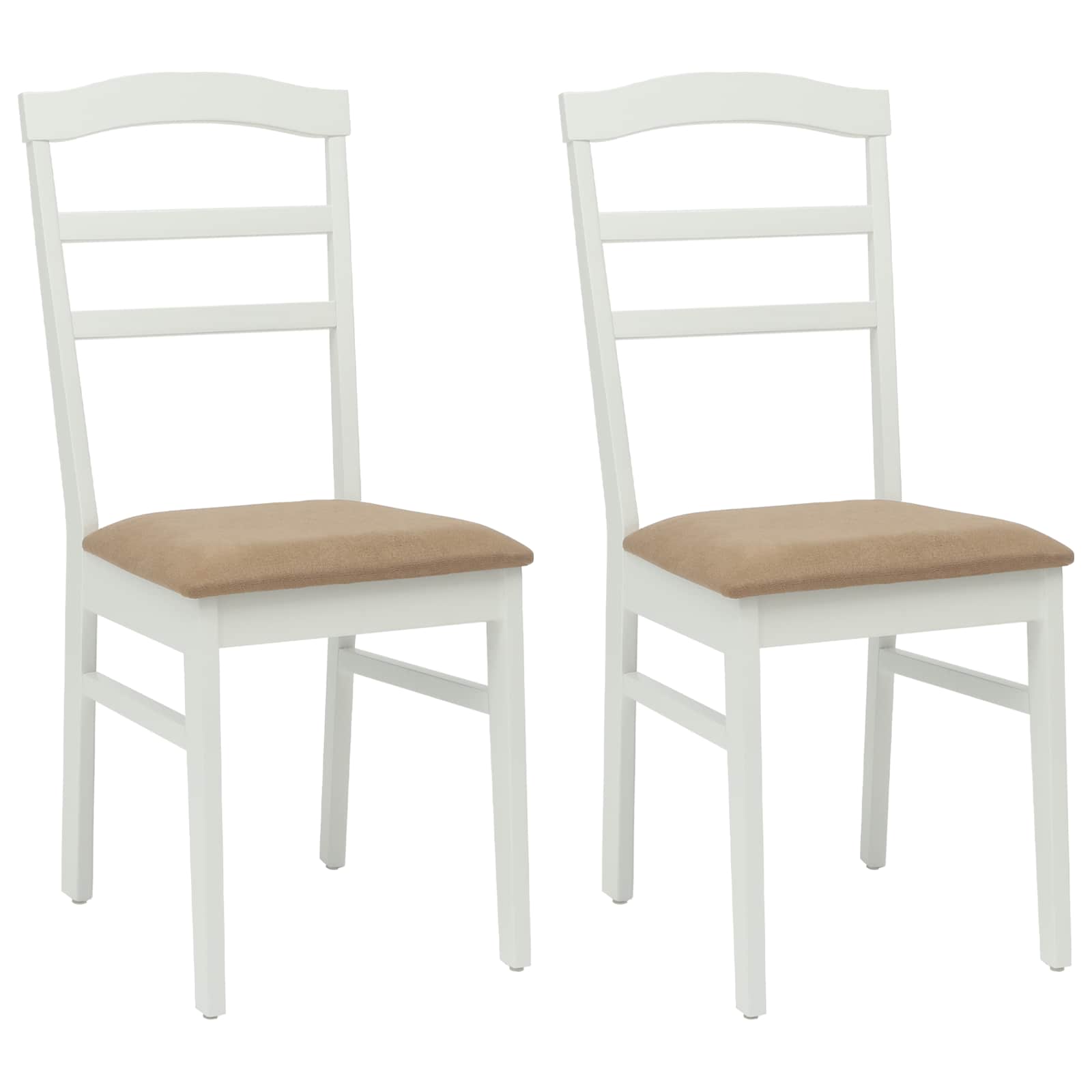 Esszimmerstuhl 2 pcs Weiß und Braun Massives Gummiholz