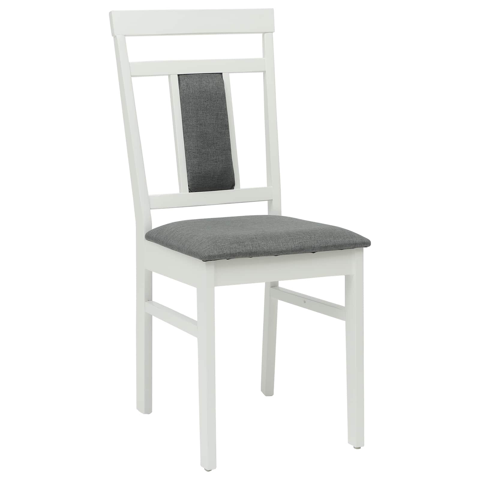 Esszimmerstuhl 2 pcs Weiß und Grau Massives Gummiholz