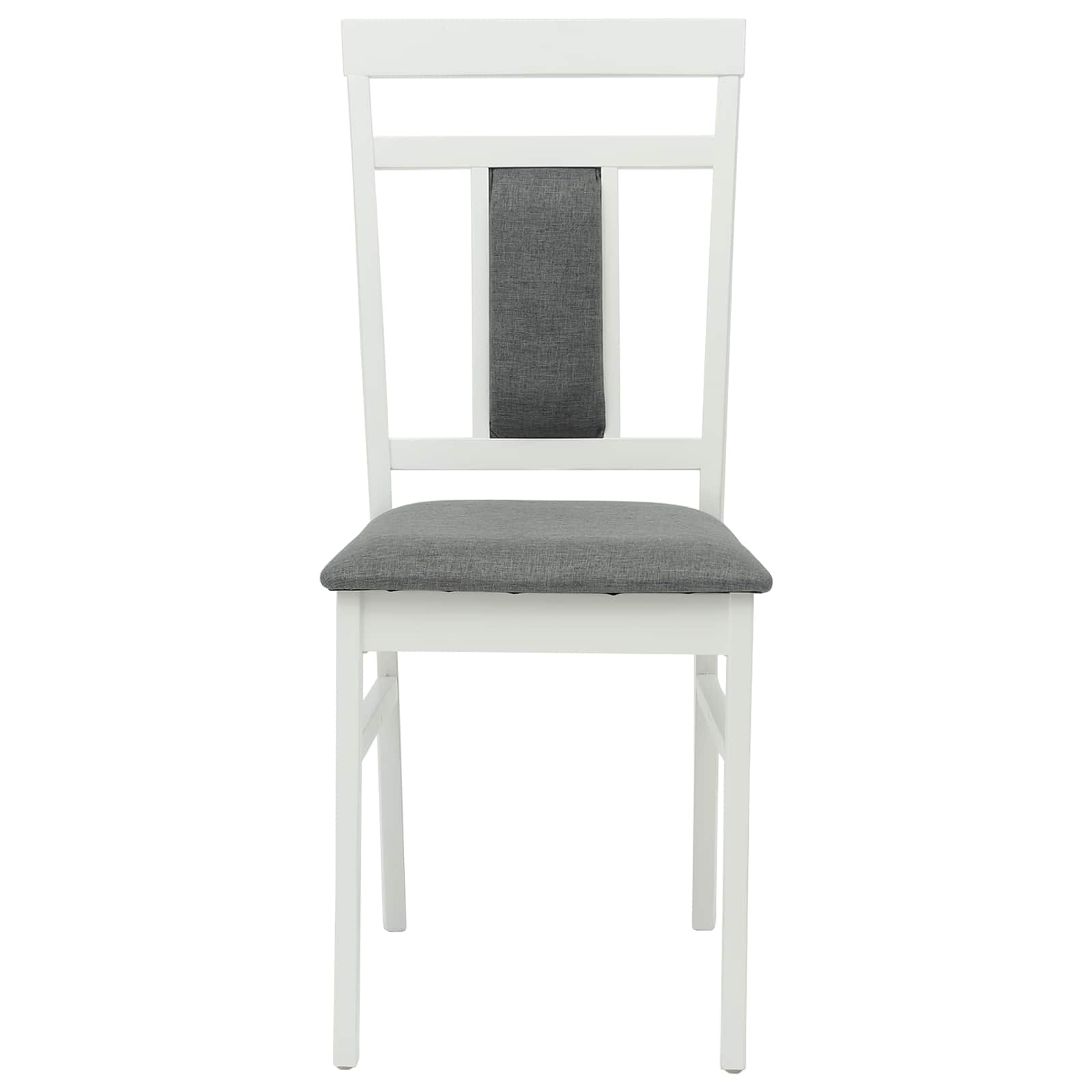 Esszimmerstuhl 2 pcs Weiß und Grau Massives Gummiholz