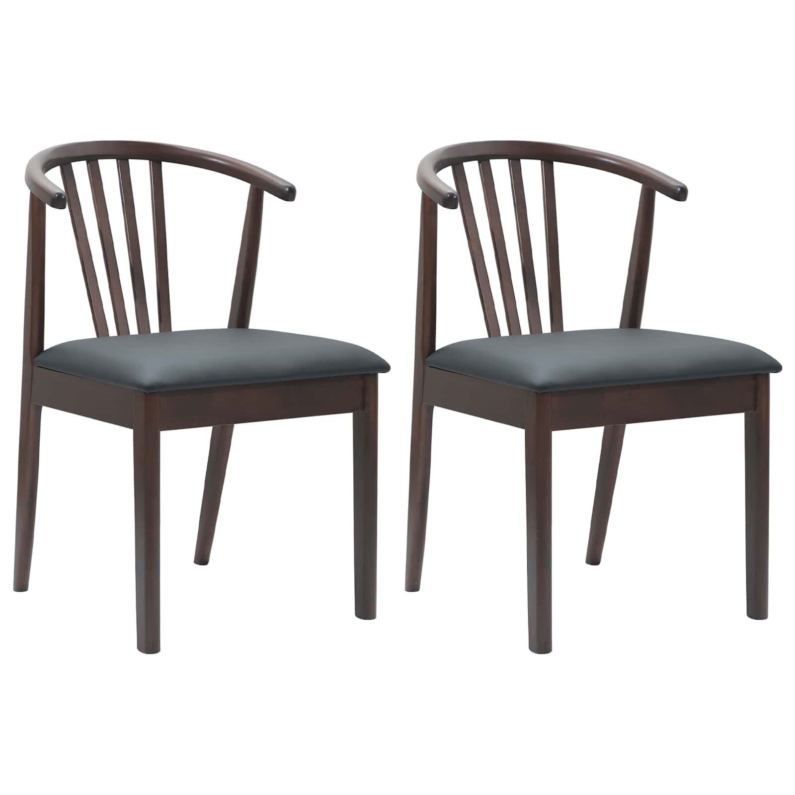 Esszimmerstuhl 2 pcs Hellbraun und Schwarz Solides Gummiholz