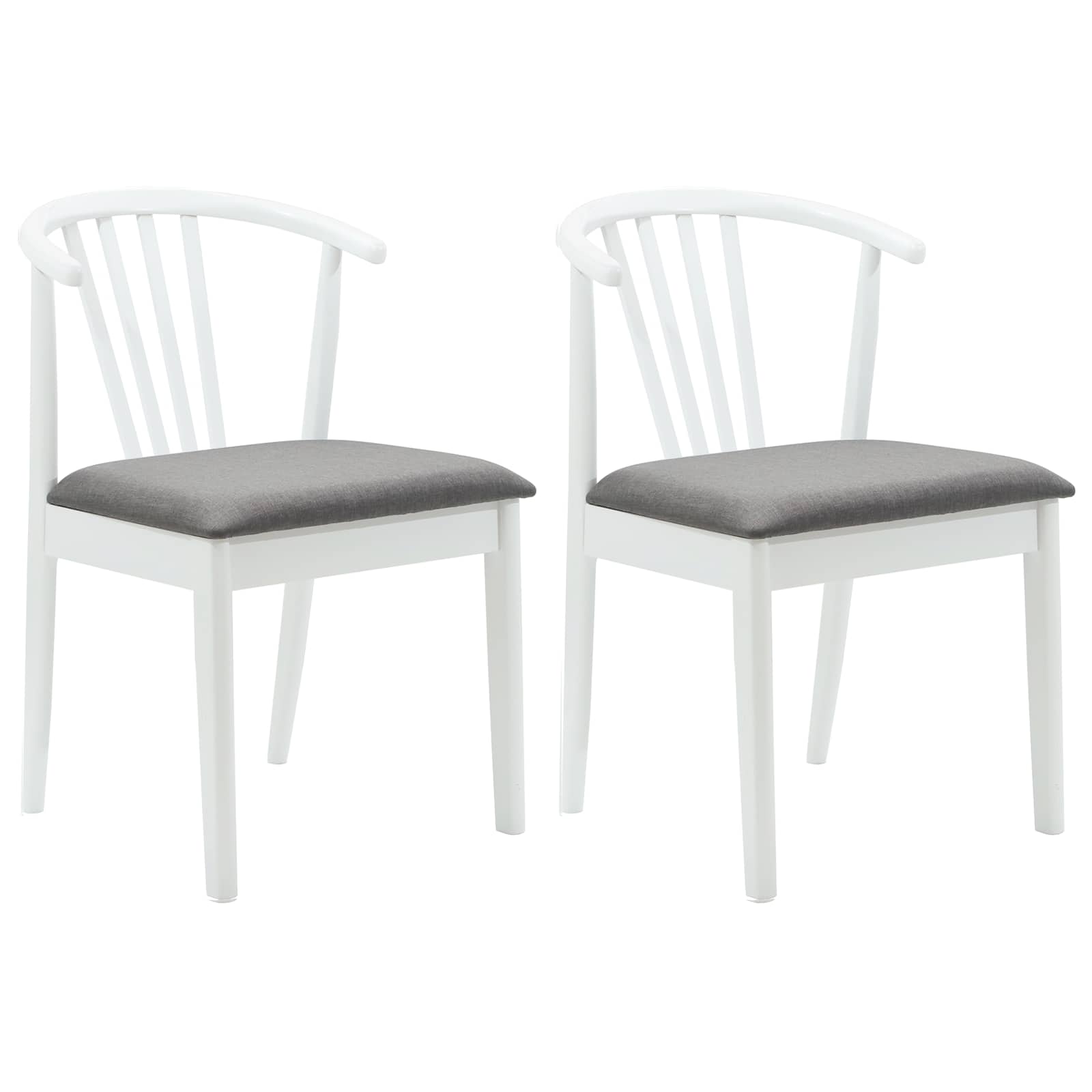 Esszimmerstuhl 2 pcs Weiß und Grau Solides Gummiholz