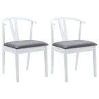 Esszimmerstuhl 2 pcs Weiß und Grau Massives Gummiholz