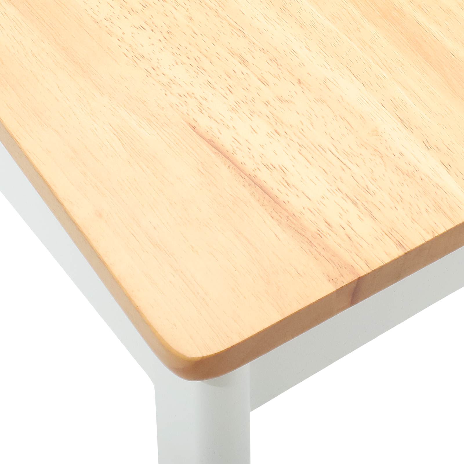 Esszimmerstuhl 2 pcs Weiß und Natur Massives Gummiholz