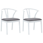 Esszimmerstuhl 2 pcs Weiß und Grau Massives Gummiholz
