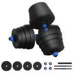 2-in-1 Kurzhantel Langhantel Set 30 kg Schwarz und Blau