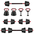 4-in-1 Kurzhantel, Langhantel und Kettlebell Set 30 kg