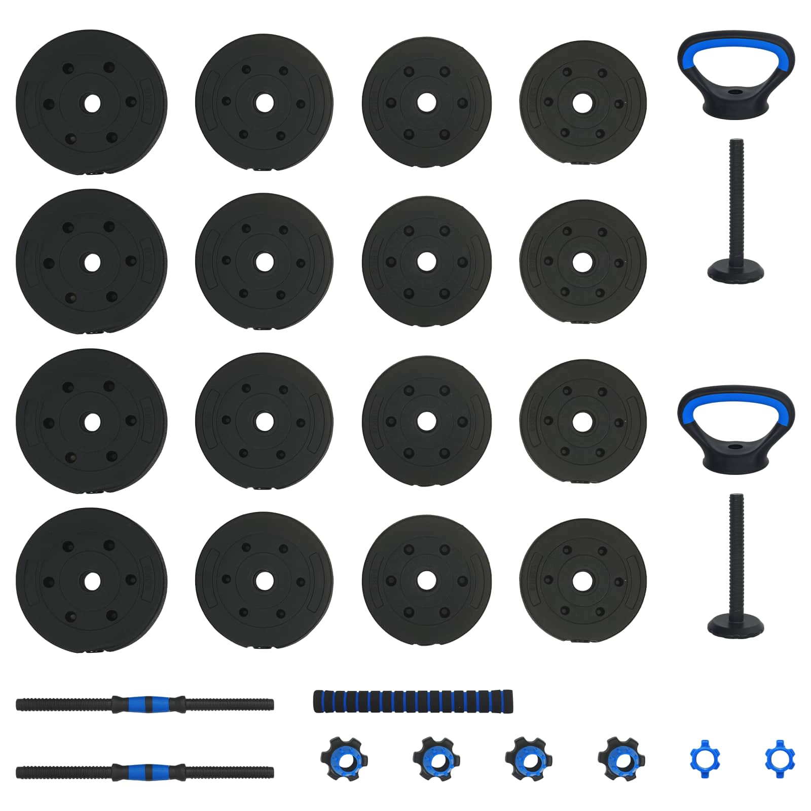 4-in-1 Kurzhantel Langhantel Kettlebell Set 30 kg