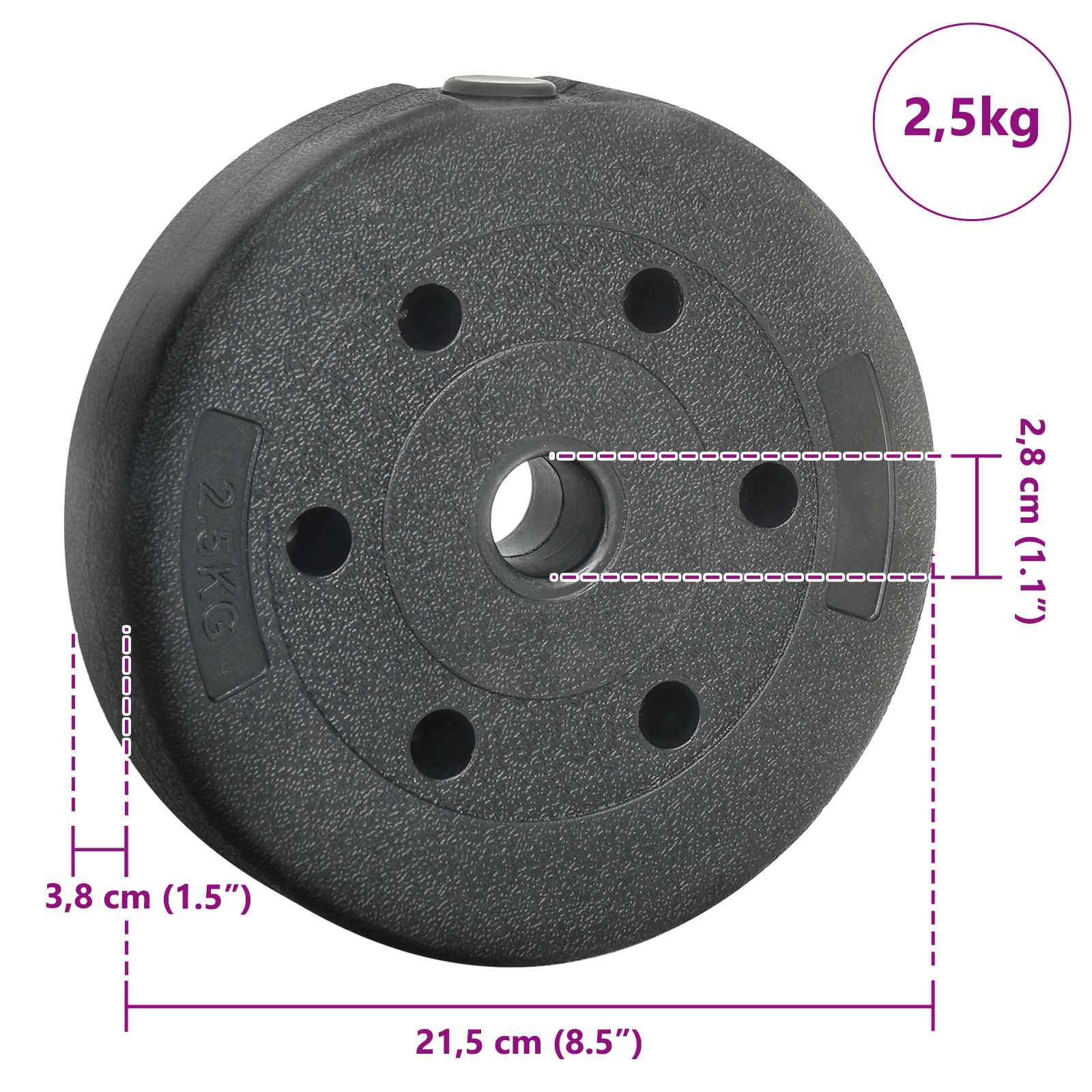 Gewichtsscheiben 4 pcs 10 kg Schwarz Zement und Eisensand