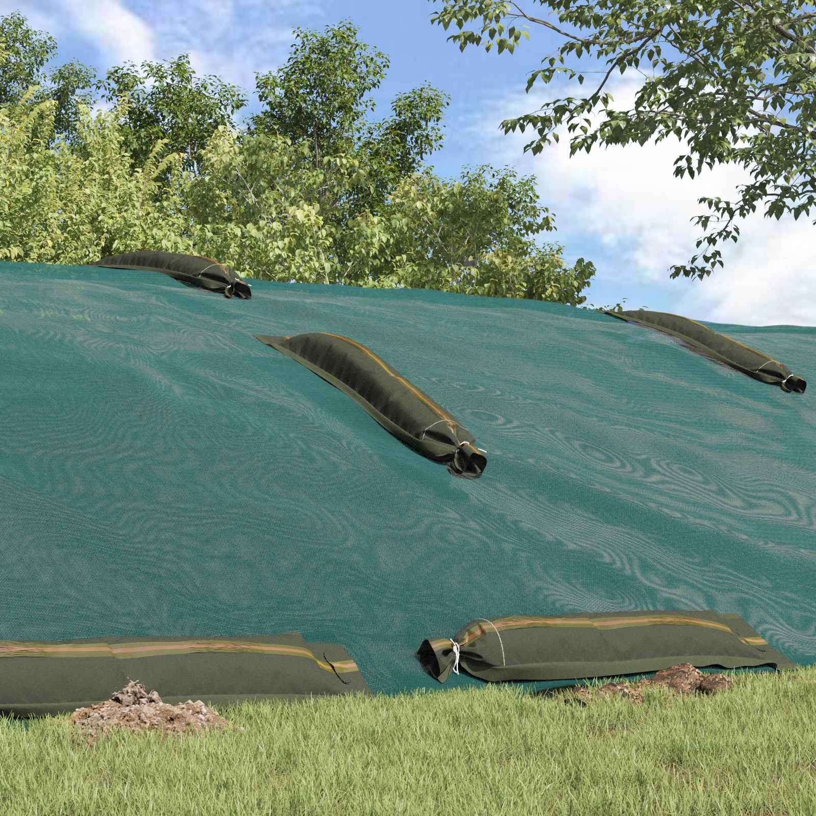 Sandsäcke 10 pcs Dunkelgrün 120 x 27 cm HDPE