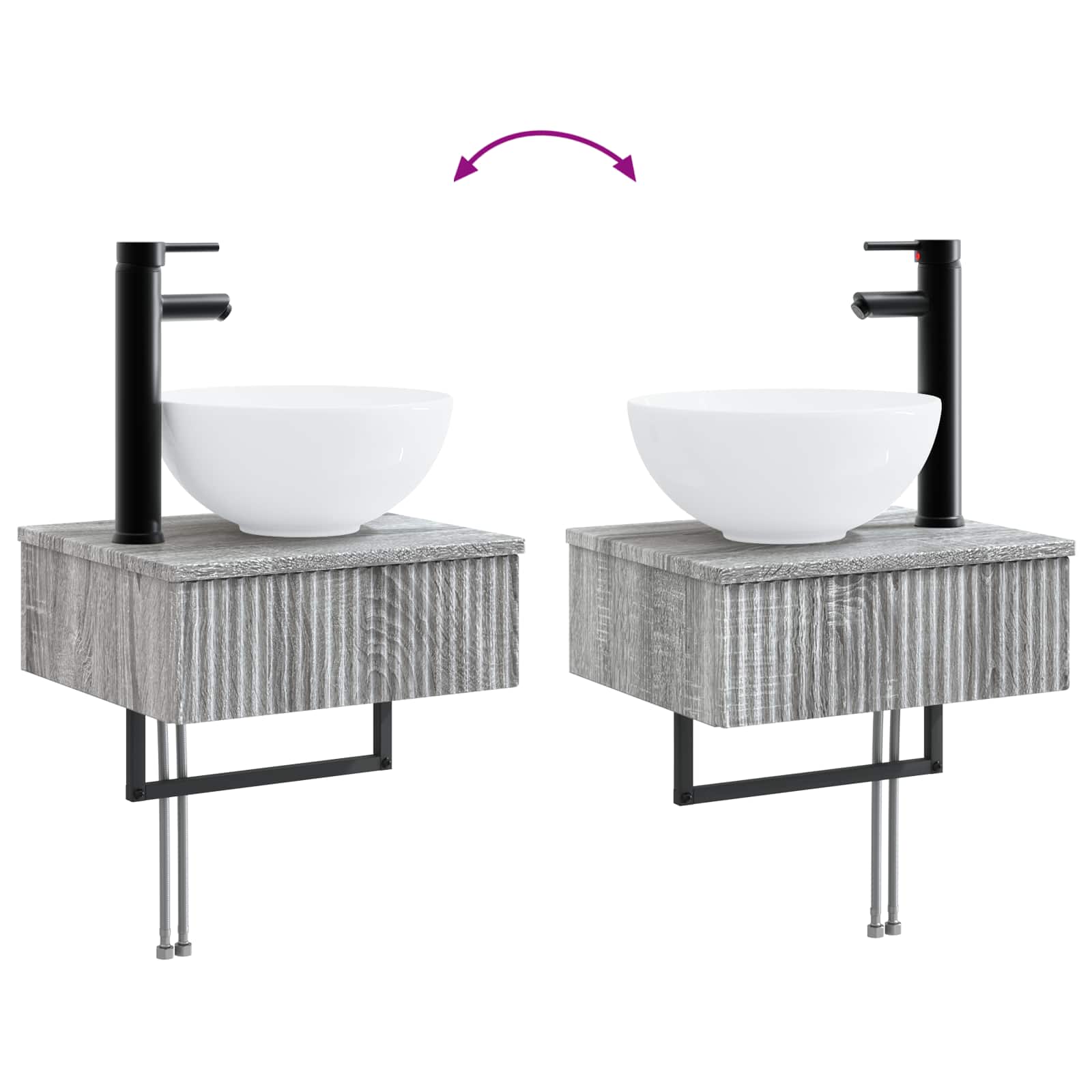 Badezimmerschrank-Set 4 pcs Grau Sonoma 100 x 14,5 x 70 cm