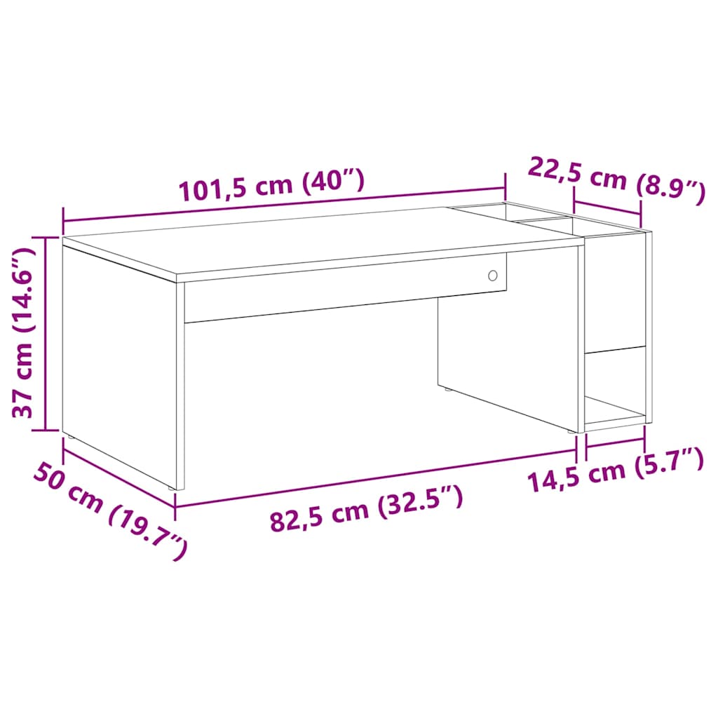Couchtisch Sonoma-Eiche 101,5 x 50 x 37 cm Holzwerkstoff