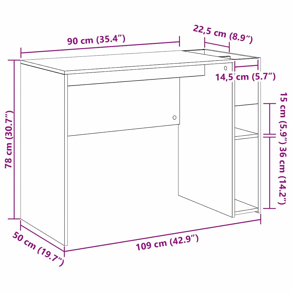 Schreibtisch Artisan-Eiche 109 x 50 x 78 cm Holzwerkstoff
