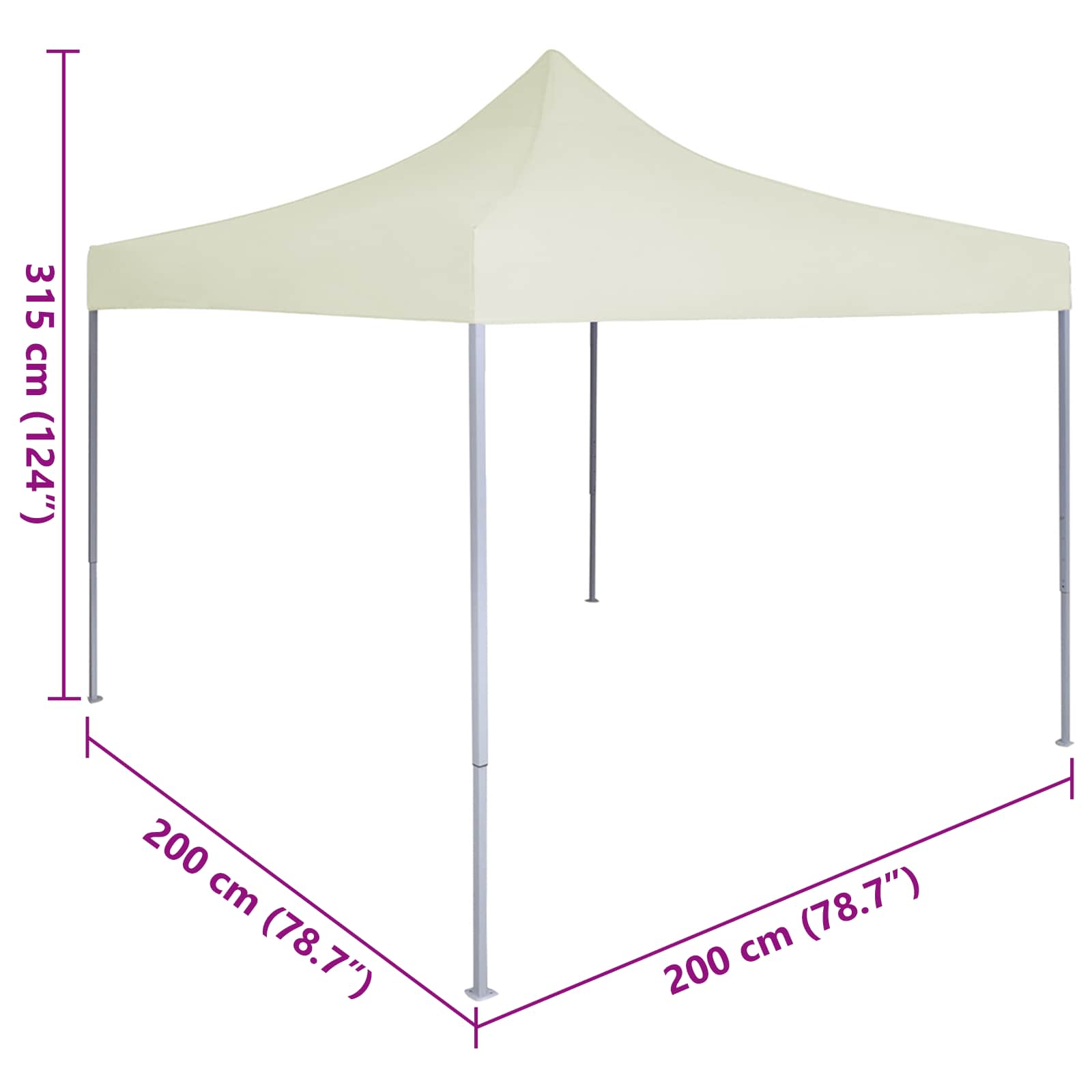 Party-Zelt Creme 200 x 200 x 315 cm Oxford-Stoff