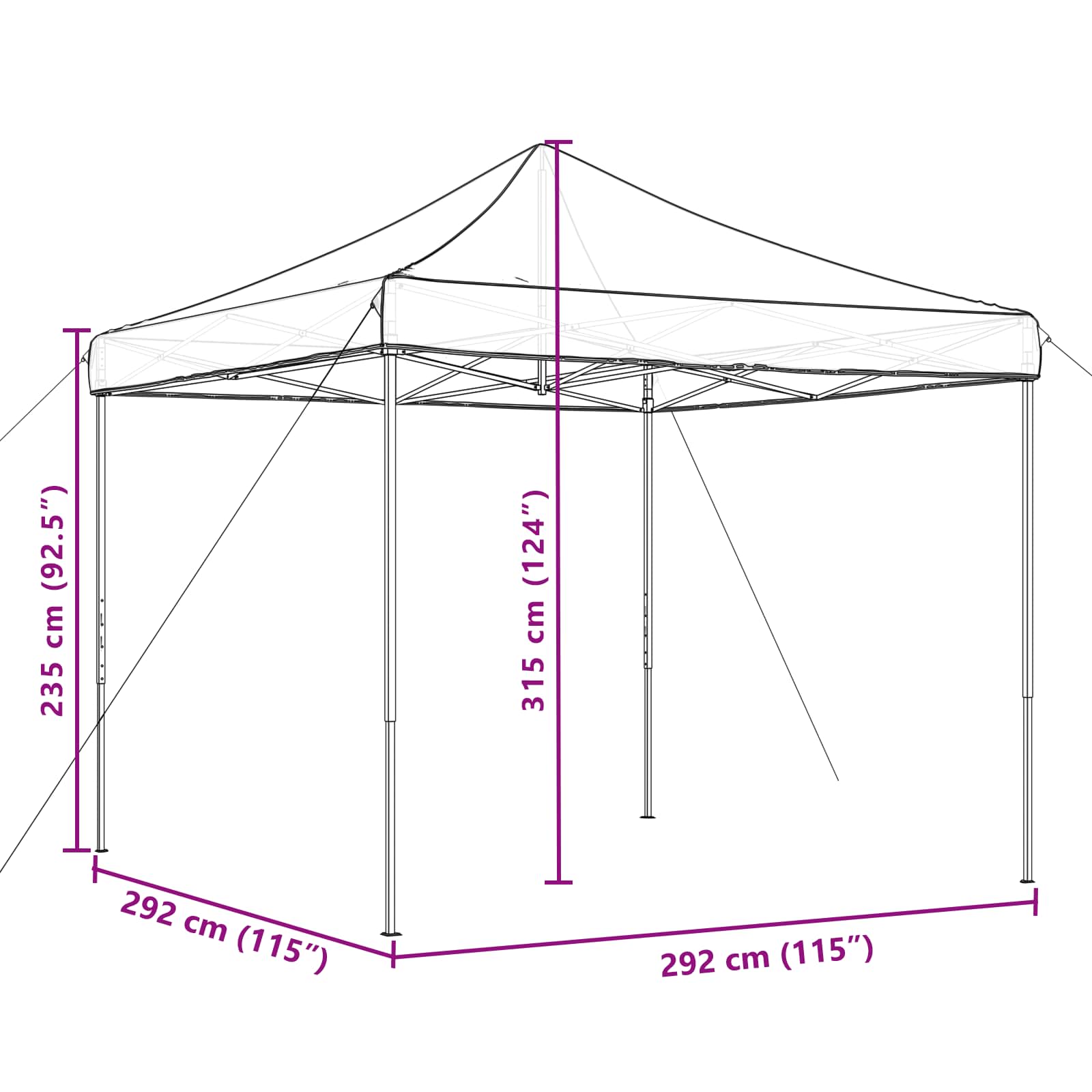 Party-Zelt Schwarz 292 x 292 x 315 cm Oxford-Stoff