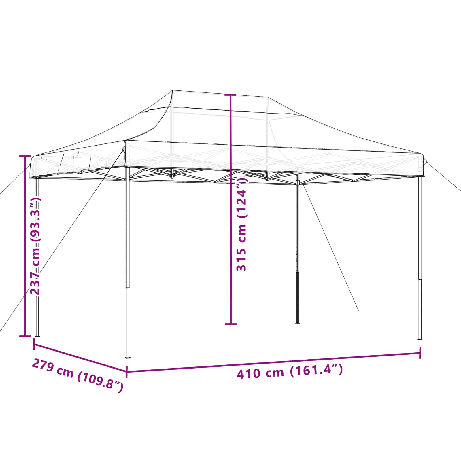 Party-Zelt Terrakotta 279 x 410 x 315 cm Oxford-Stoff