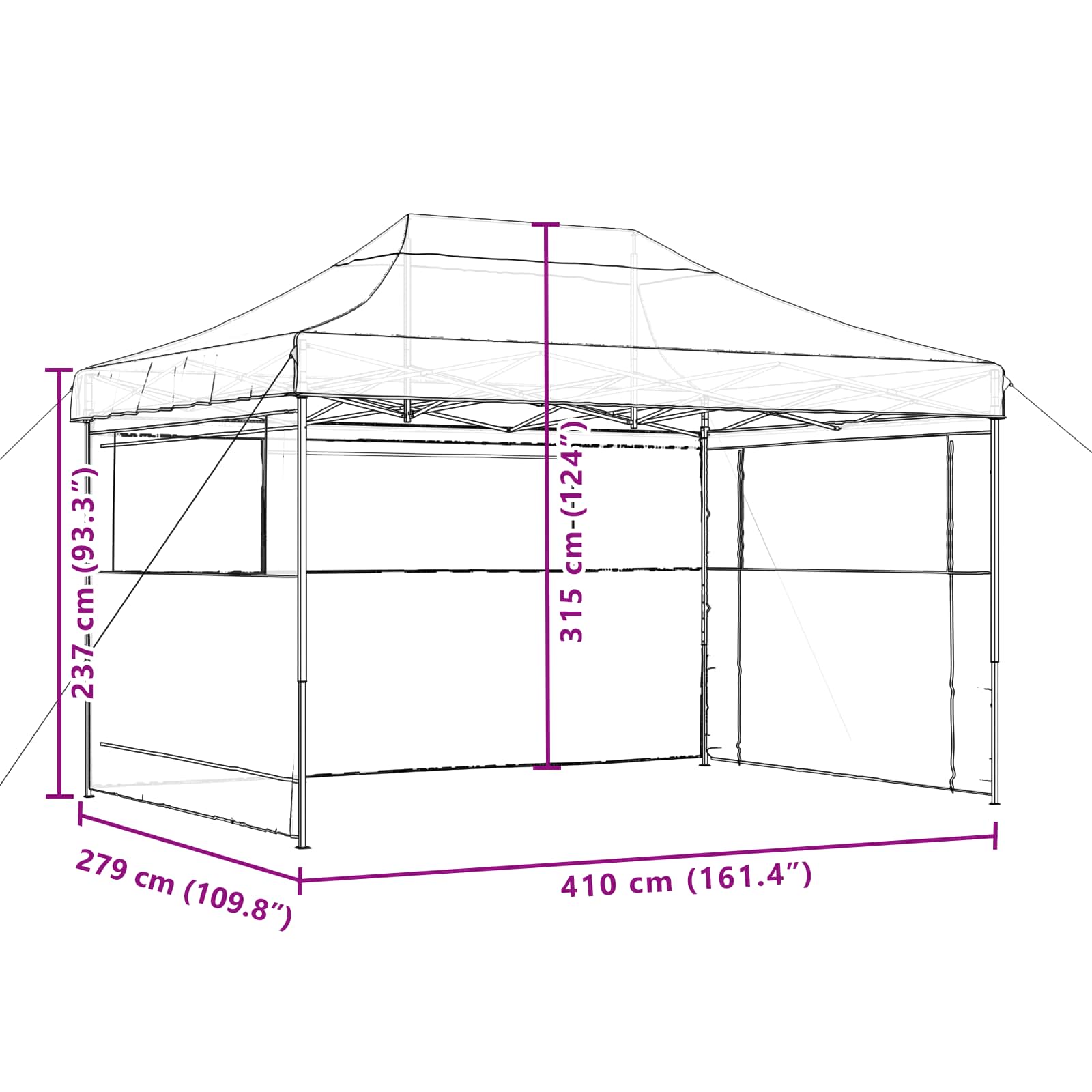 Party-Zelt Terrakotta 279 x 410 x 315 cm Oxford-Stoff