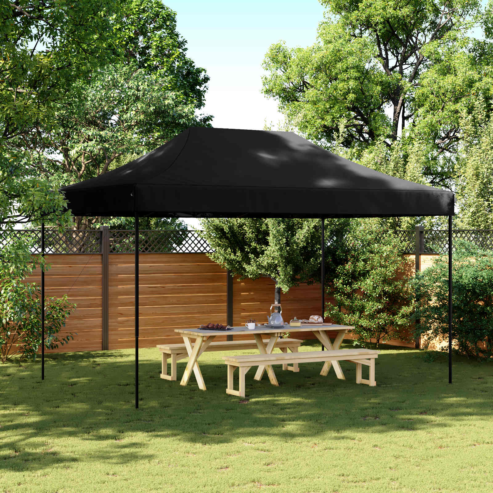 Party-Zelt Schwarz 292 x 440 x 315 cm Oxford-Stoff