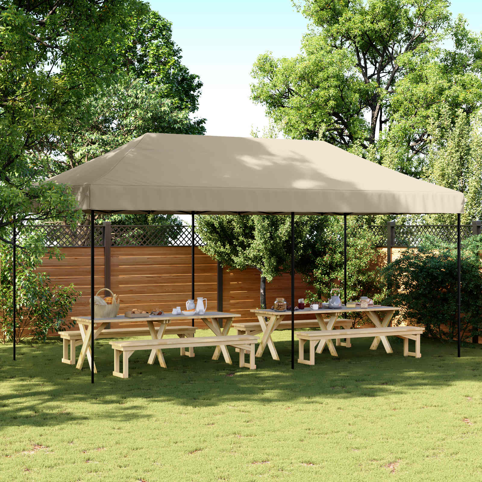 Party-Zelt Taupe 292 x 580 x 315 cm Oxford-Stoff