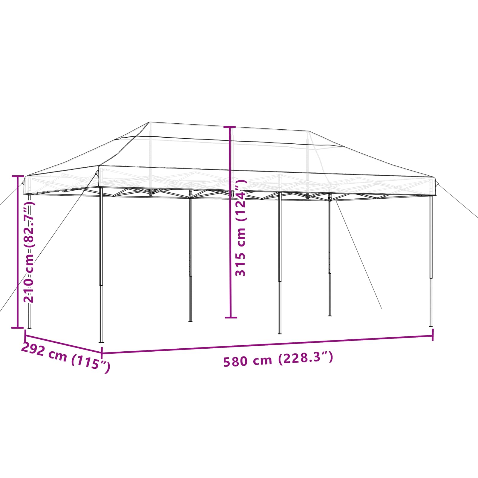 Party-Zelt Terrakotta 292 x 580 x 315 cm Oxford-Stoff