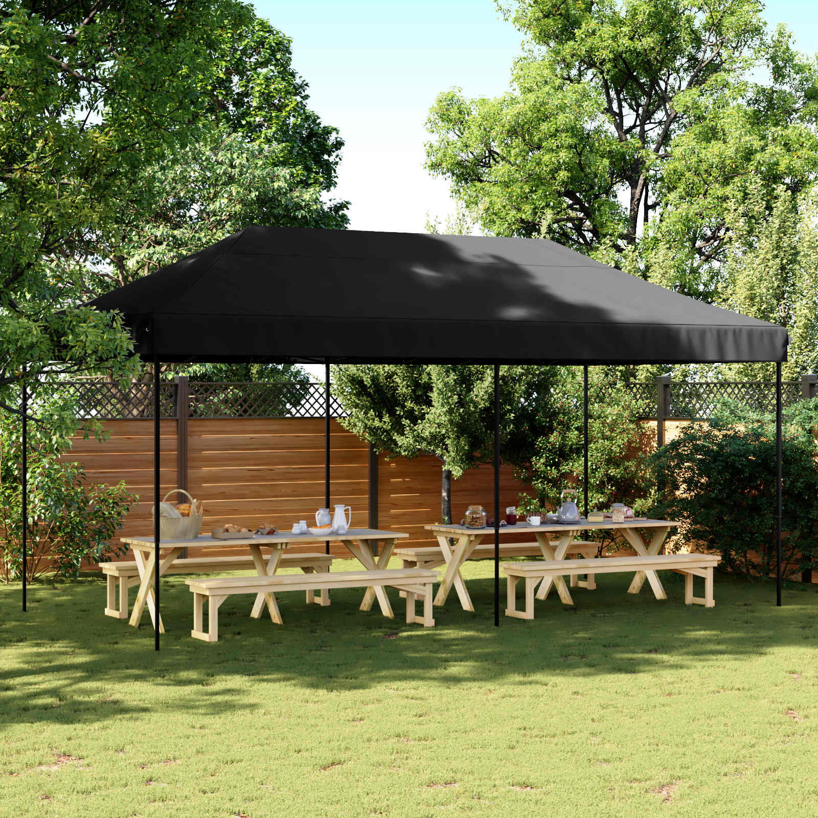 Party-Zelt Schwarz 292 x 580 x 315 cm Oxford-Stoff