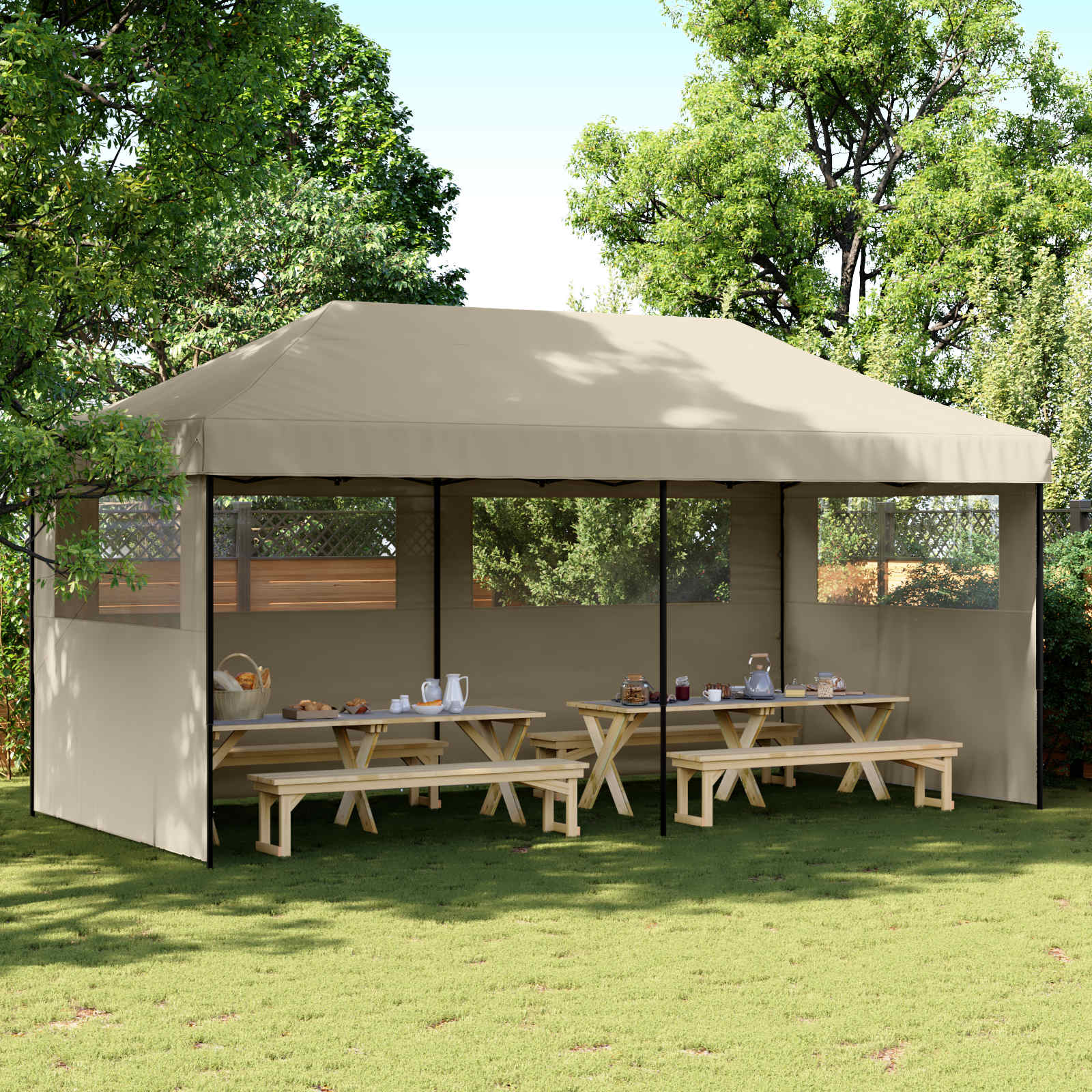 Party-Zelt Taupe 292 x 580 x 315 cm Oxford-Stoff