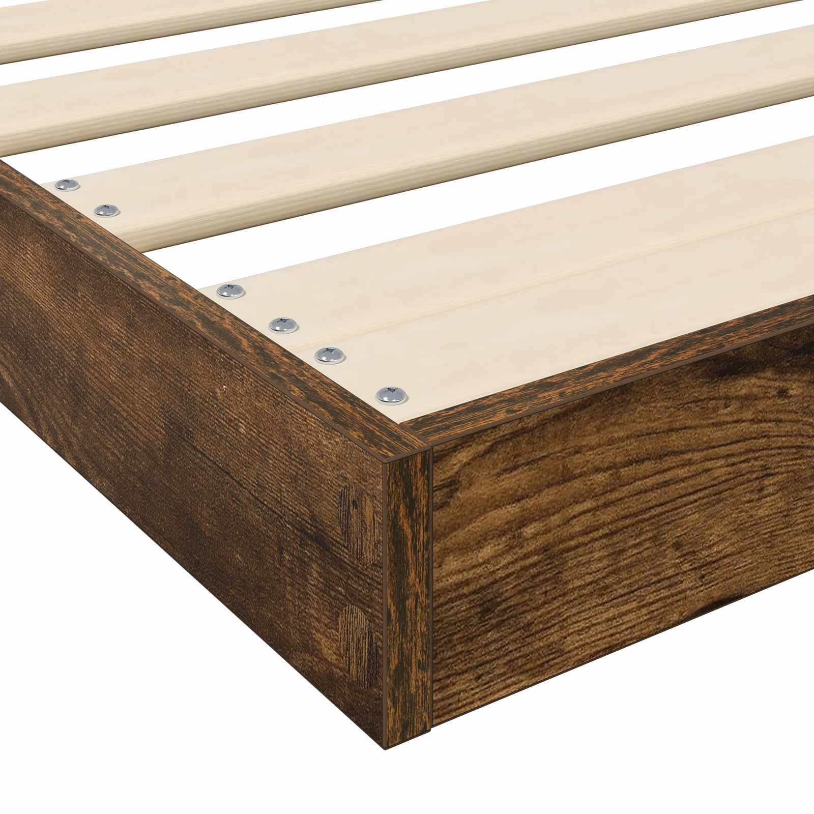 Bodenbettrahmen Geräucherte Eiche 75 x 190 cm Holzwerkstoff