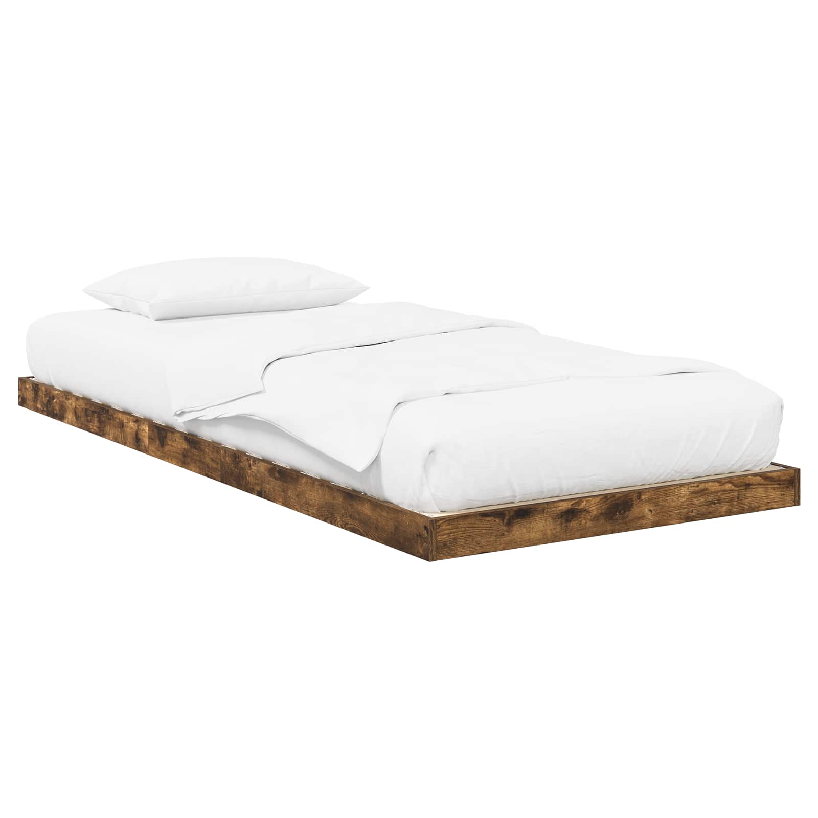 Bodenbettrahmen Geräucherte Eiche 90 x 190 cm Holzwerkstoff