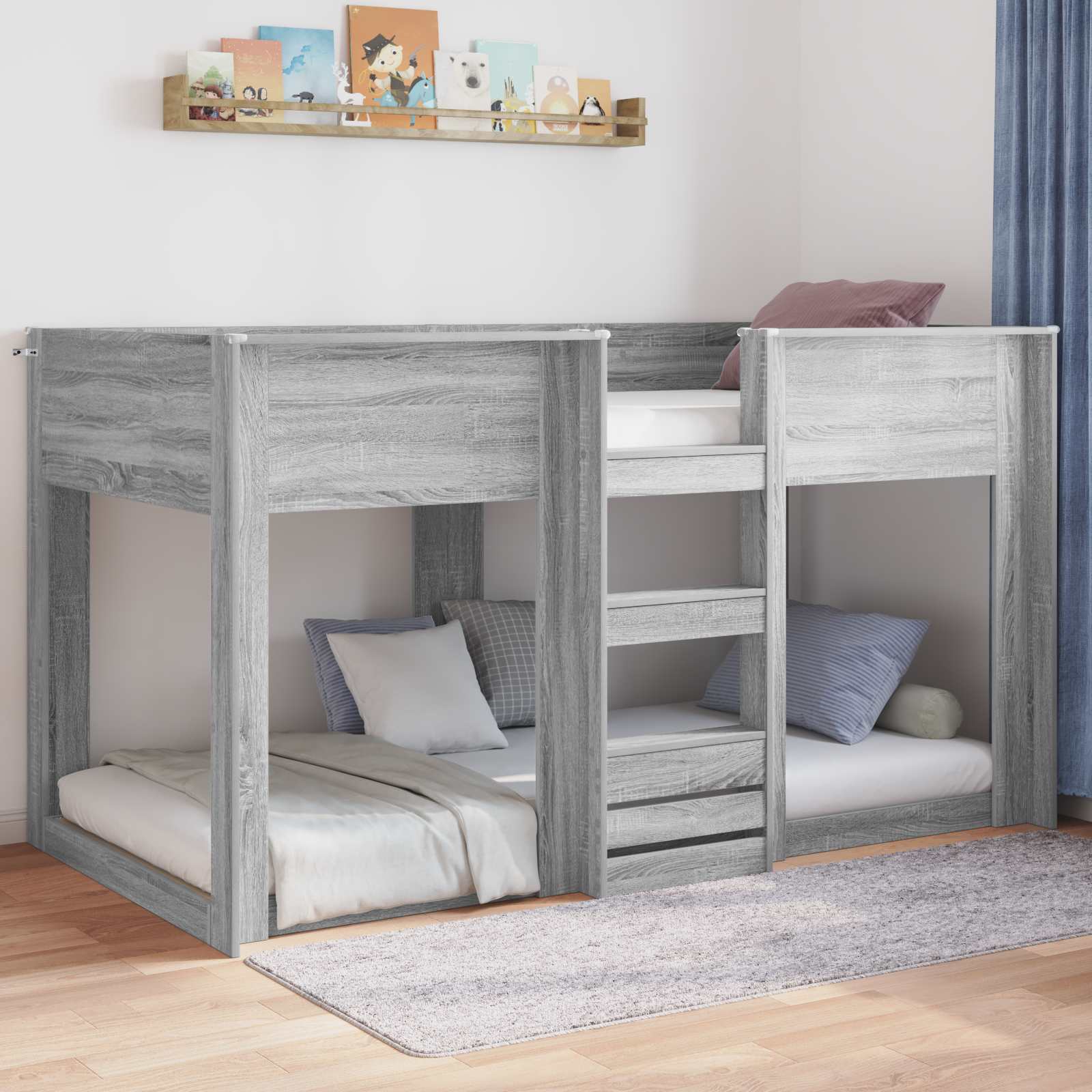 Bodenbettrahmen Graues Sonoma 80 x 200 cm Holzwerkstoff