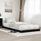 Bodenbettrahmen Schwarz Eichen-Optik 90 x 200 cm Holzwerkstoff