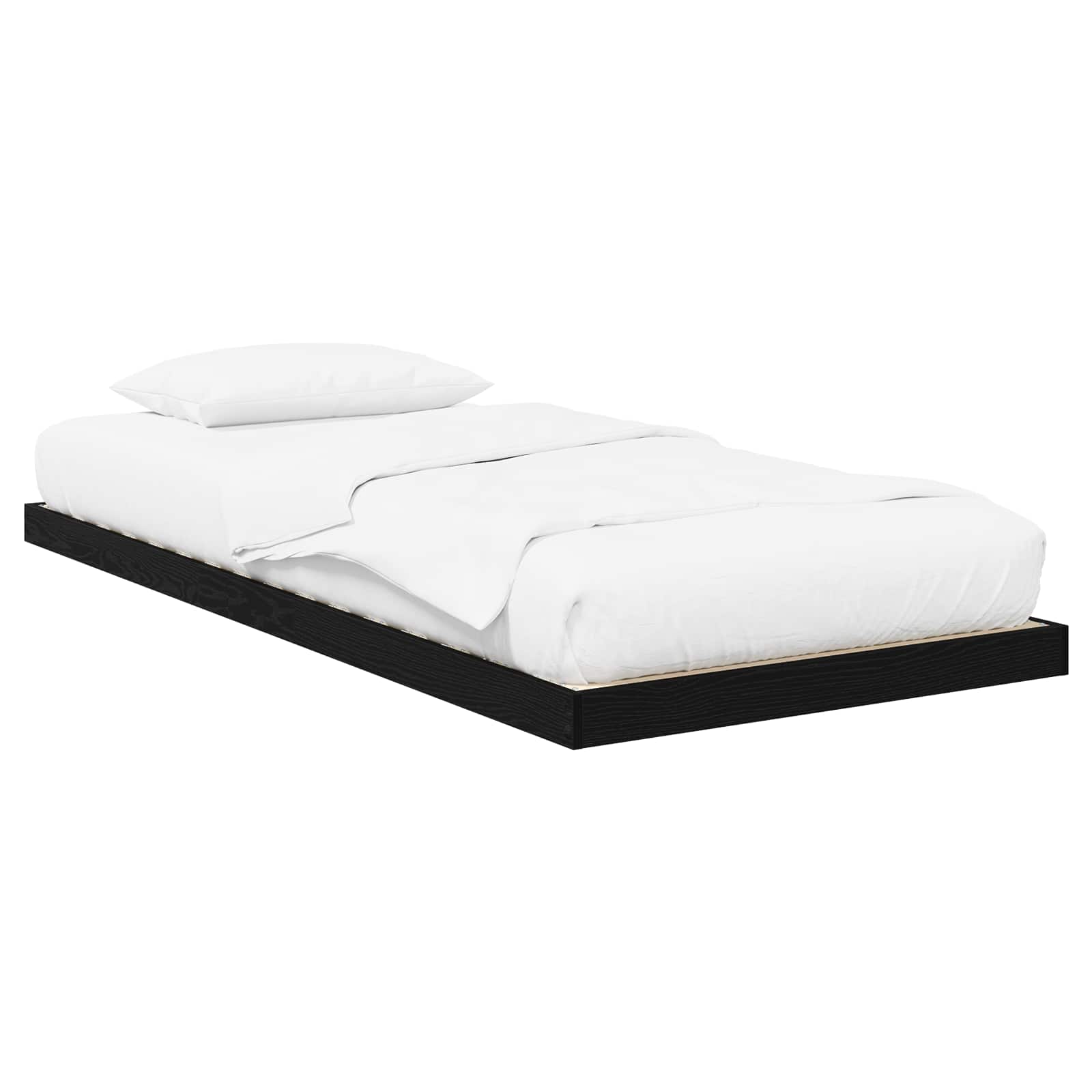 Bodenbettrahmen Schwarz Eichen-Optik 90 x 200 cm Holzwerkstoff