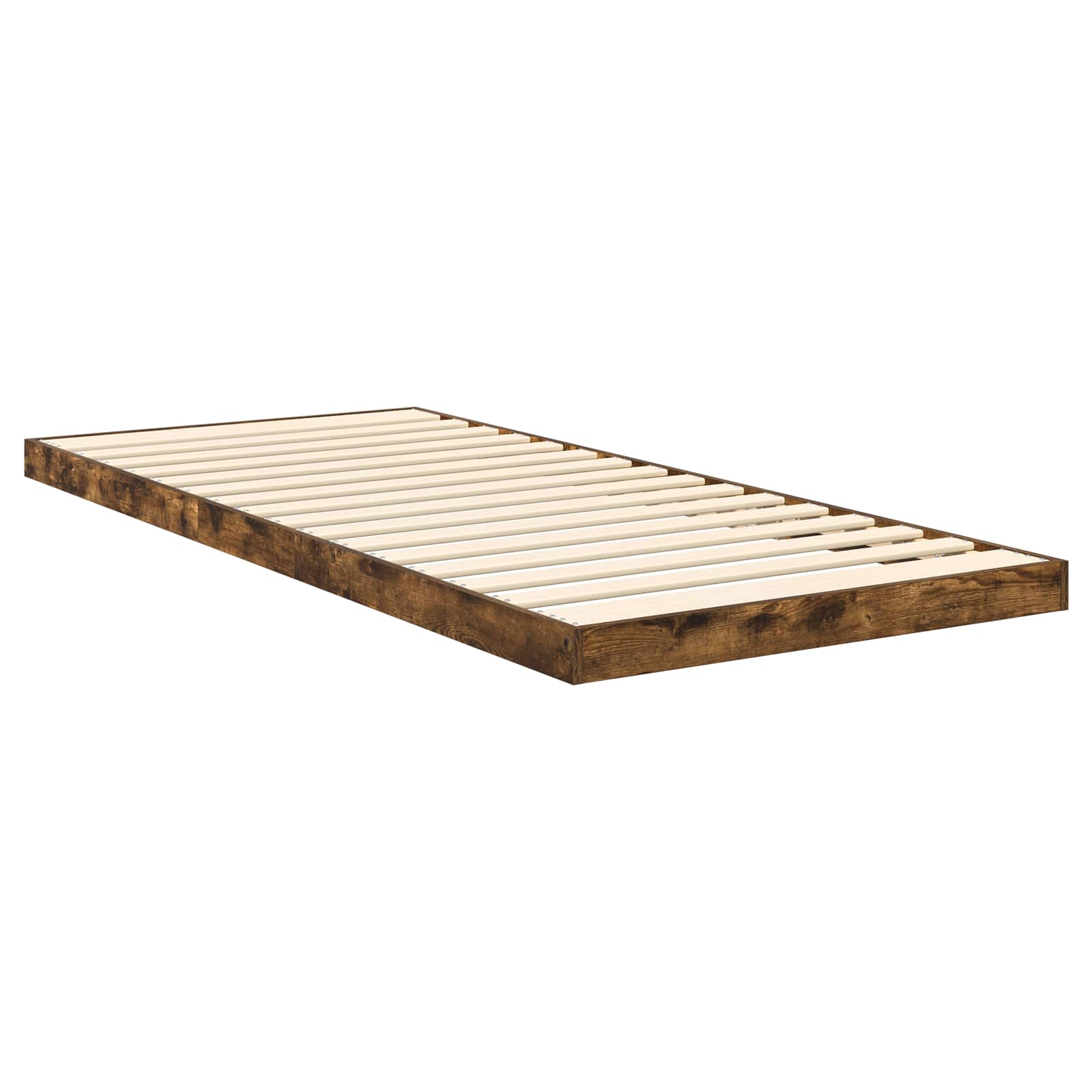Bodenbettrahmen Geräucherte Eiche 90 x 200 cm Holzwerkstoff
