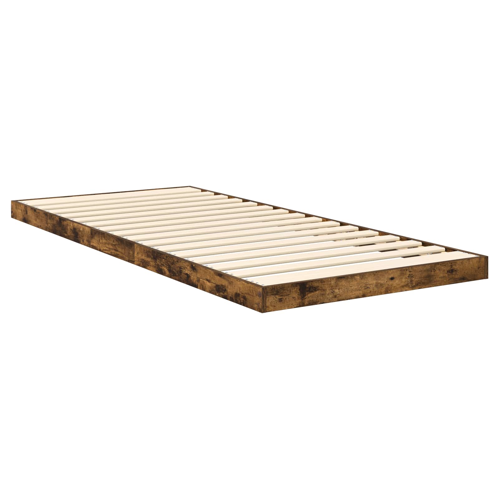 Bodenbettrahmen Geräucherte Eiche 90 x 200 cm Holzwerkstoff