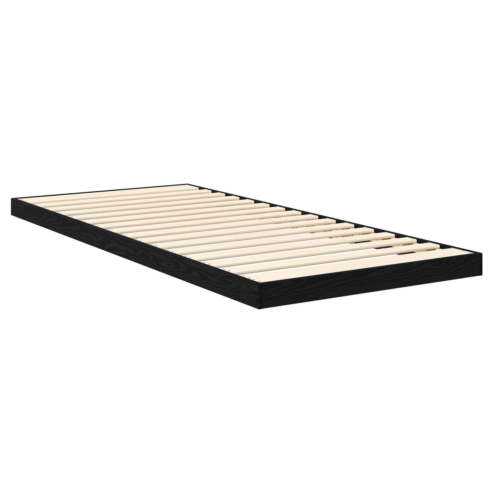 Bodenbettrahmen Schwarz Eichen-Optik 100 x 200 cm Holzwerkstoff