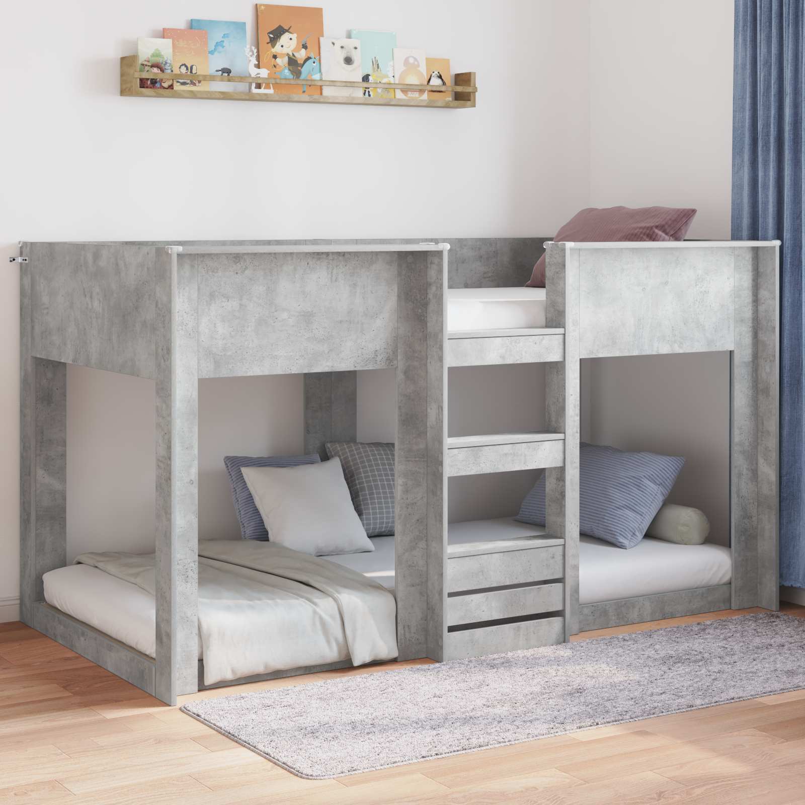 Bodenbettrahmen Beton Grau 100 x 200 cm Holzwerkstoff
