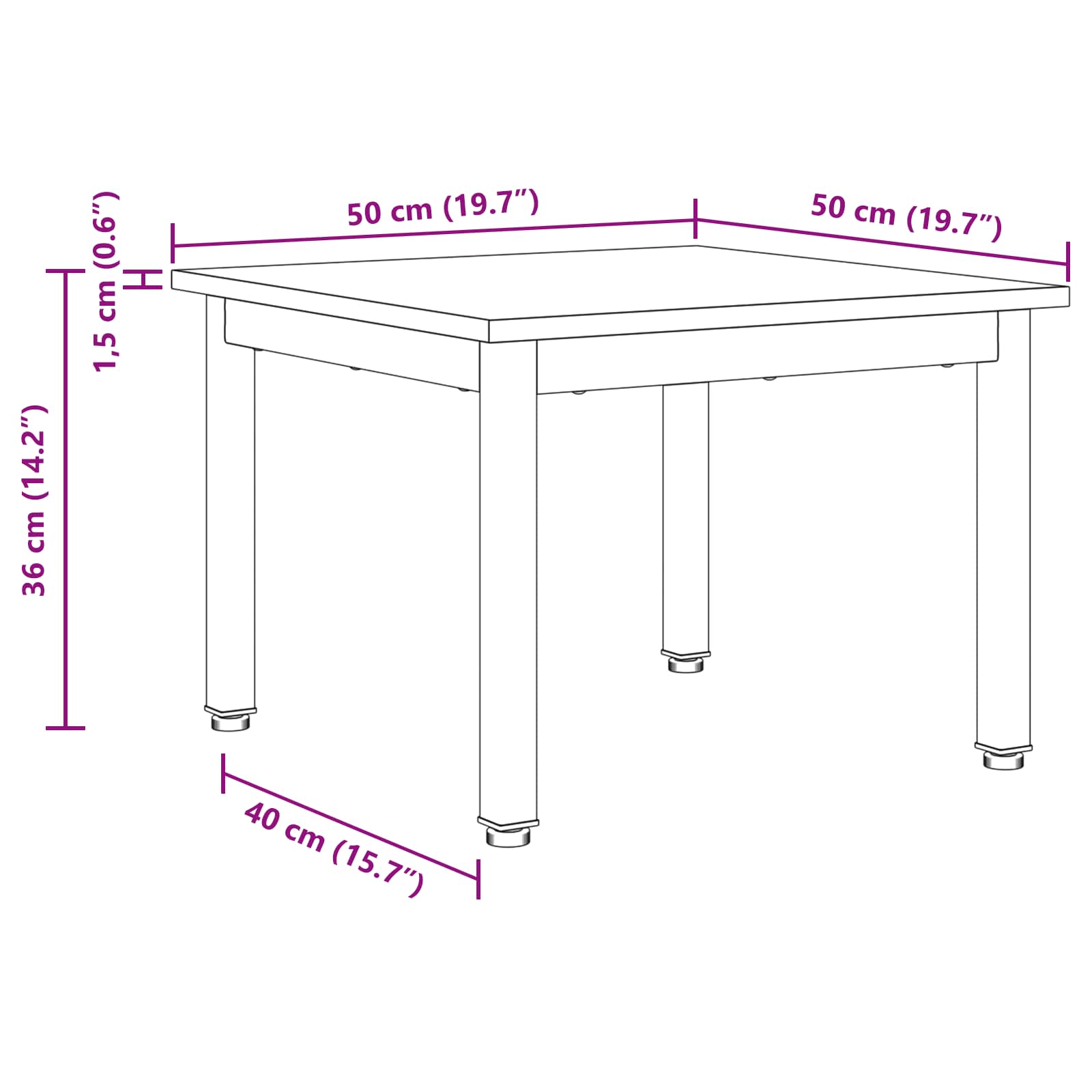 Couchtisch Raucharbe 50 x 50 x 36 cm Holzwerkstoff