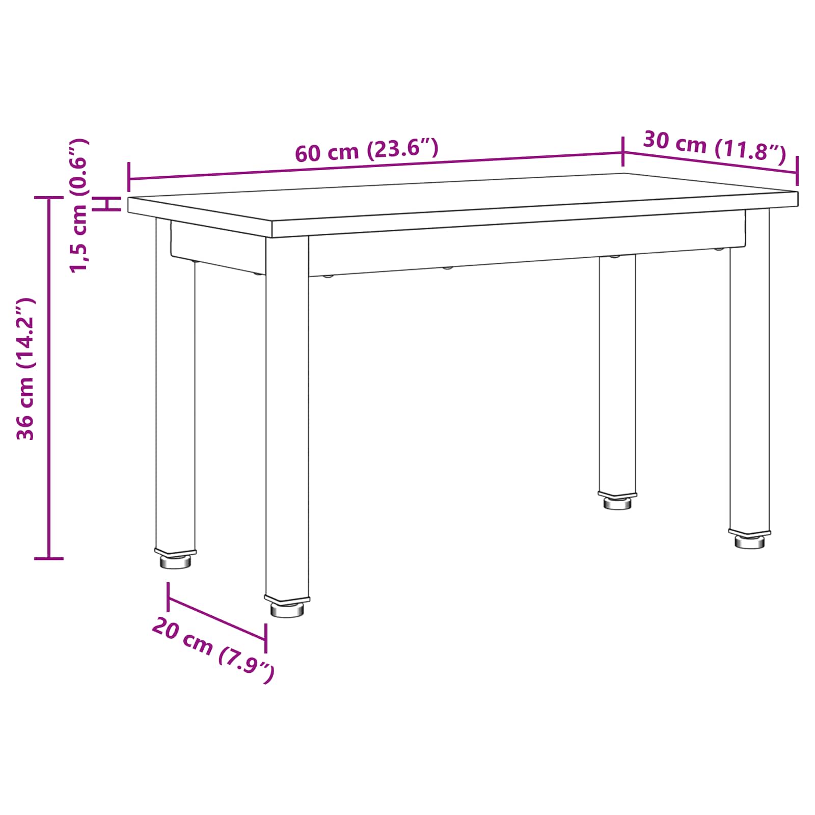 Couchtisch Sonoma 60 x 30 x 36 cm Holzwerkstoff