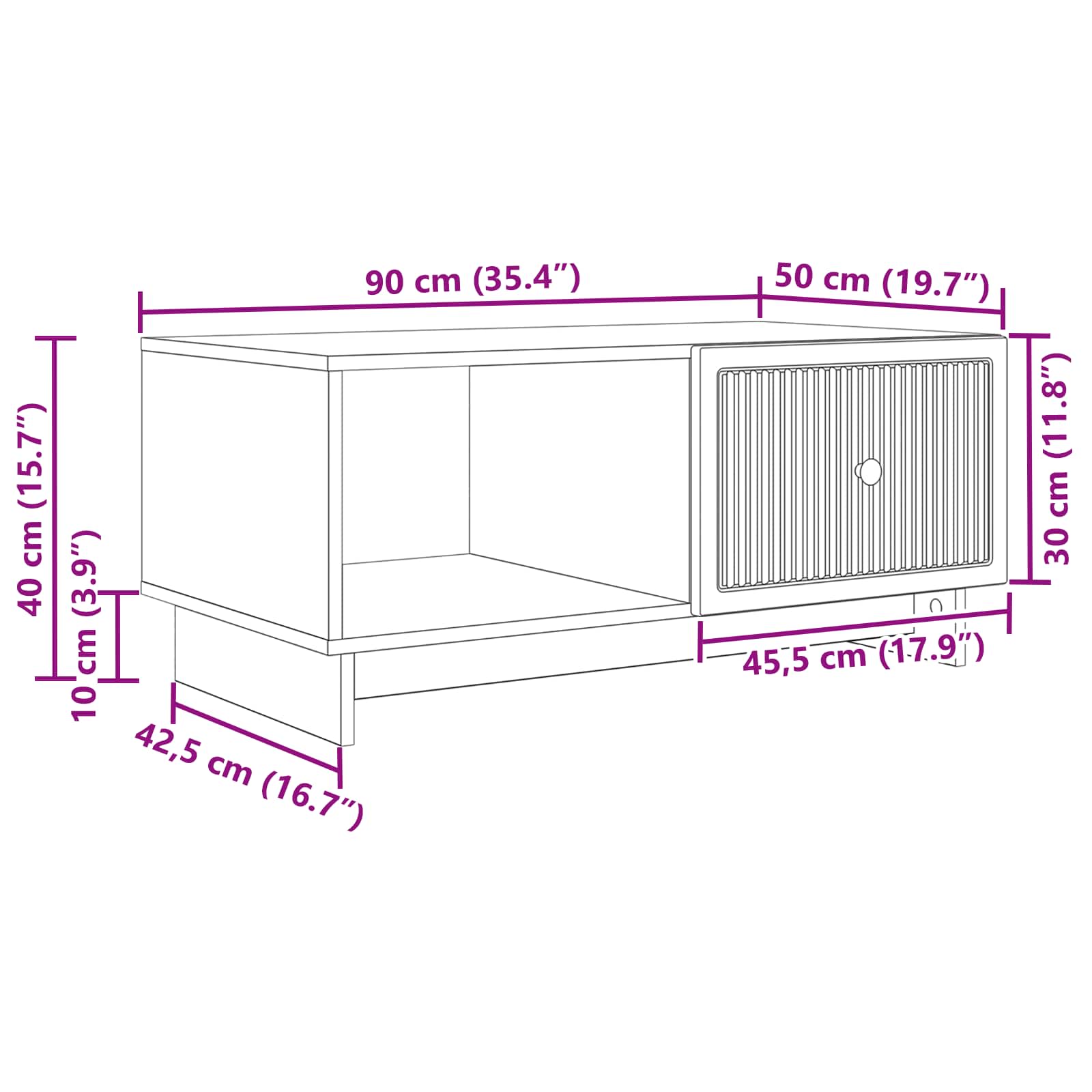 Couchtisch Artisan-Eiche 90 x 50 x 40 cm Holzwerkstoff