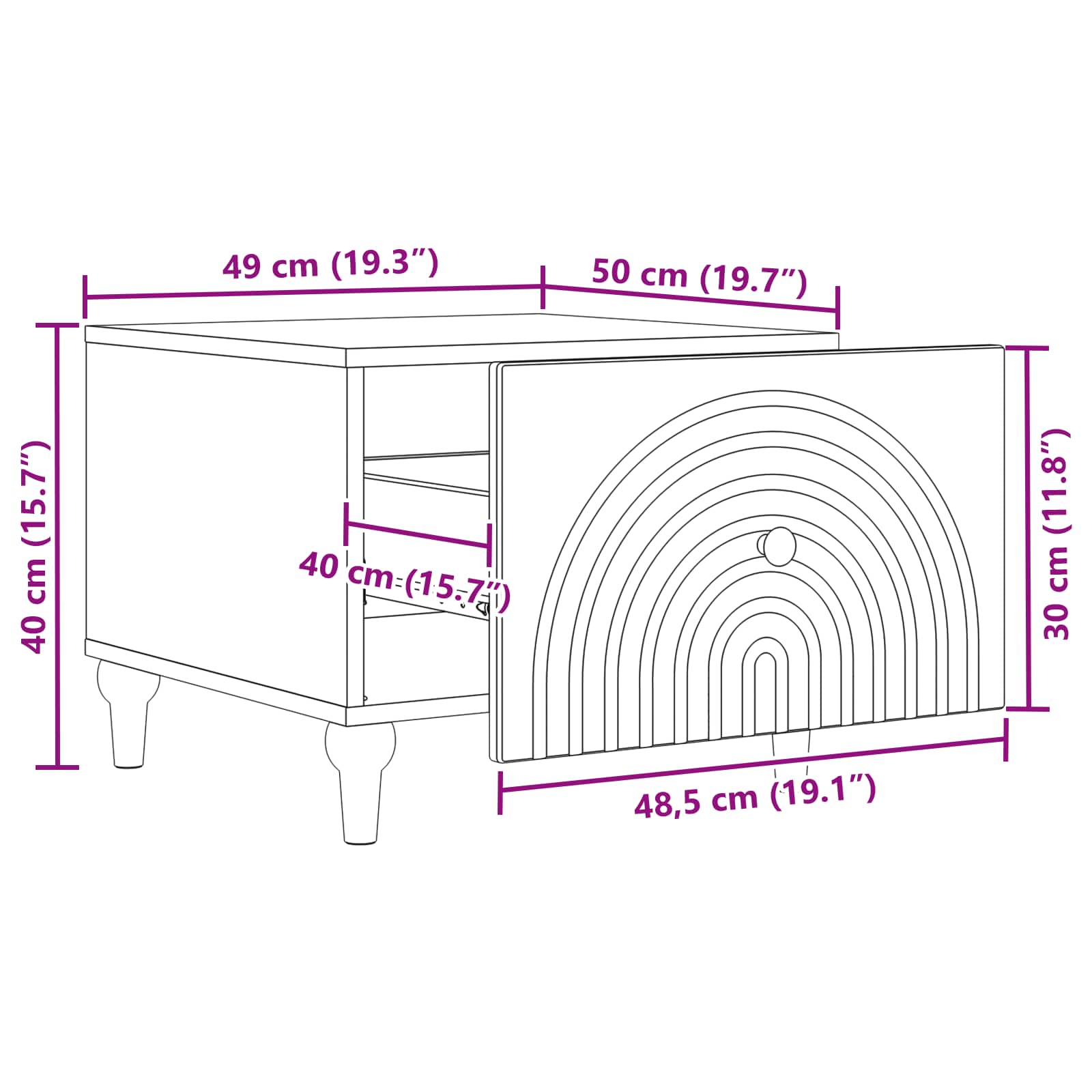 Couchtisch mit Schubladen Schwarz 49 x 50 x 40 cm Holzwerkstoff