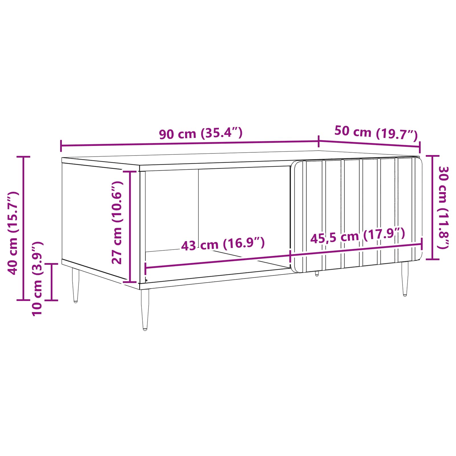 Couchtisch Betongrau 90 x 50 x 40 cm Holzwerkstoff