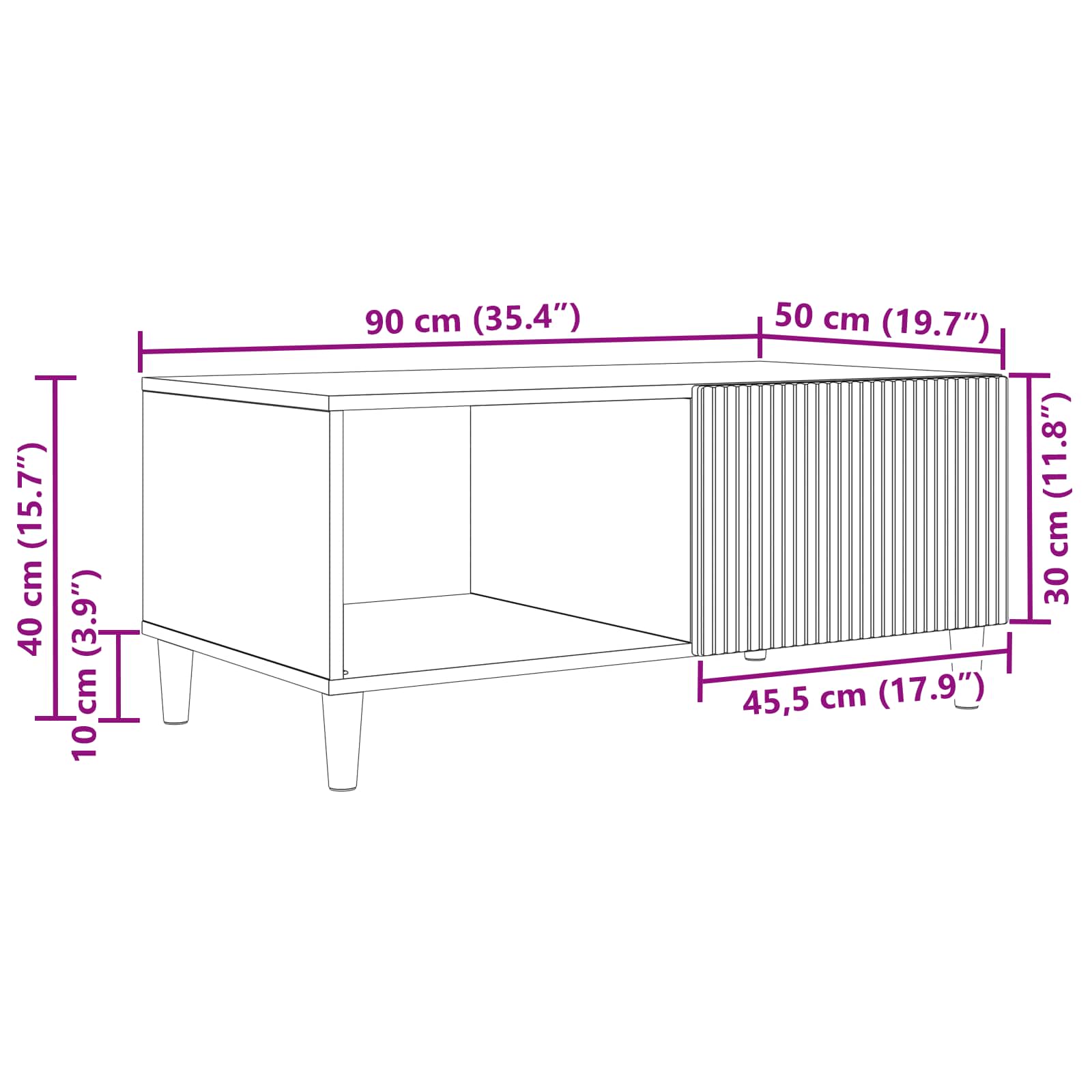 Couchtisch Geräucherte Eiche 90 x 50 x 40 cm Holzwerkstoff