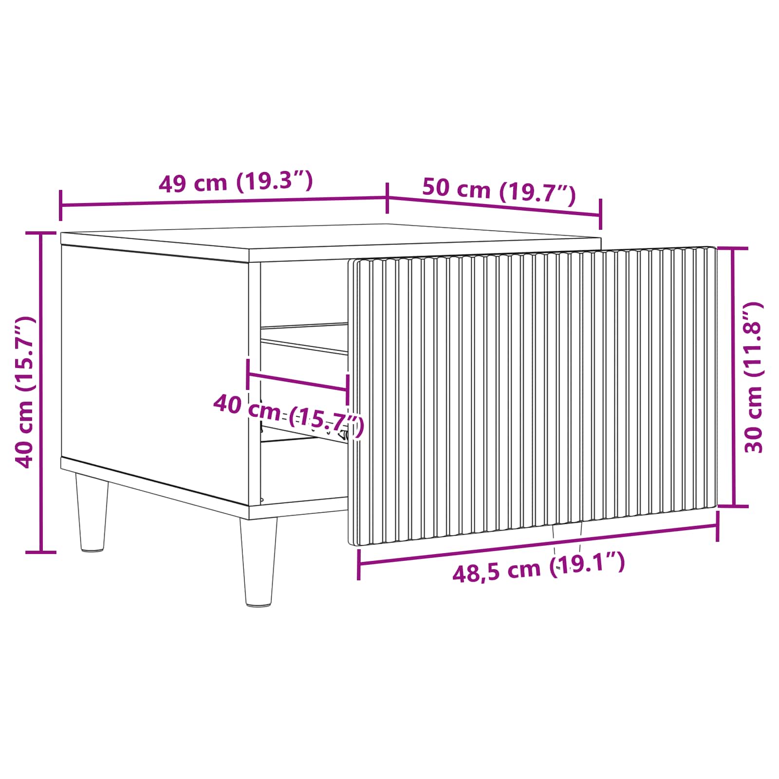 Couchtisch mit Schubladen Altholz 49 x 50 x 40 cm Holzwerkstoff