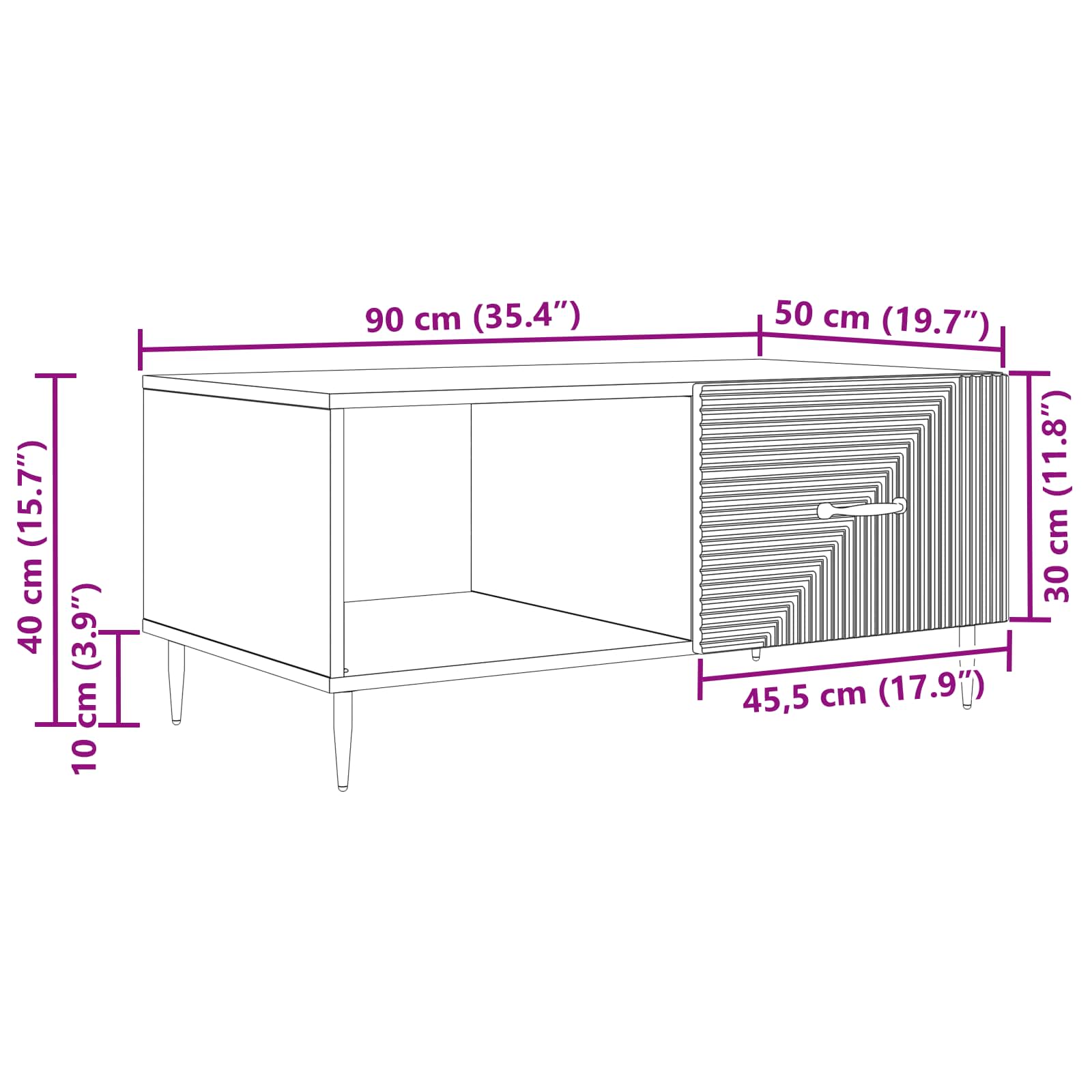 Couchtisch Sonoma-Eiche 90 x 50 x 40 cm Holzwerkstoff