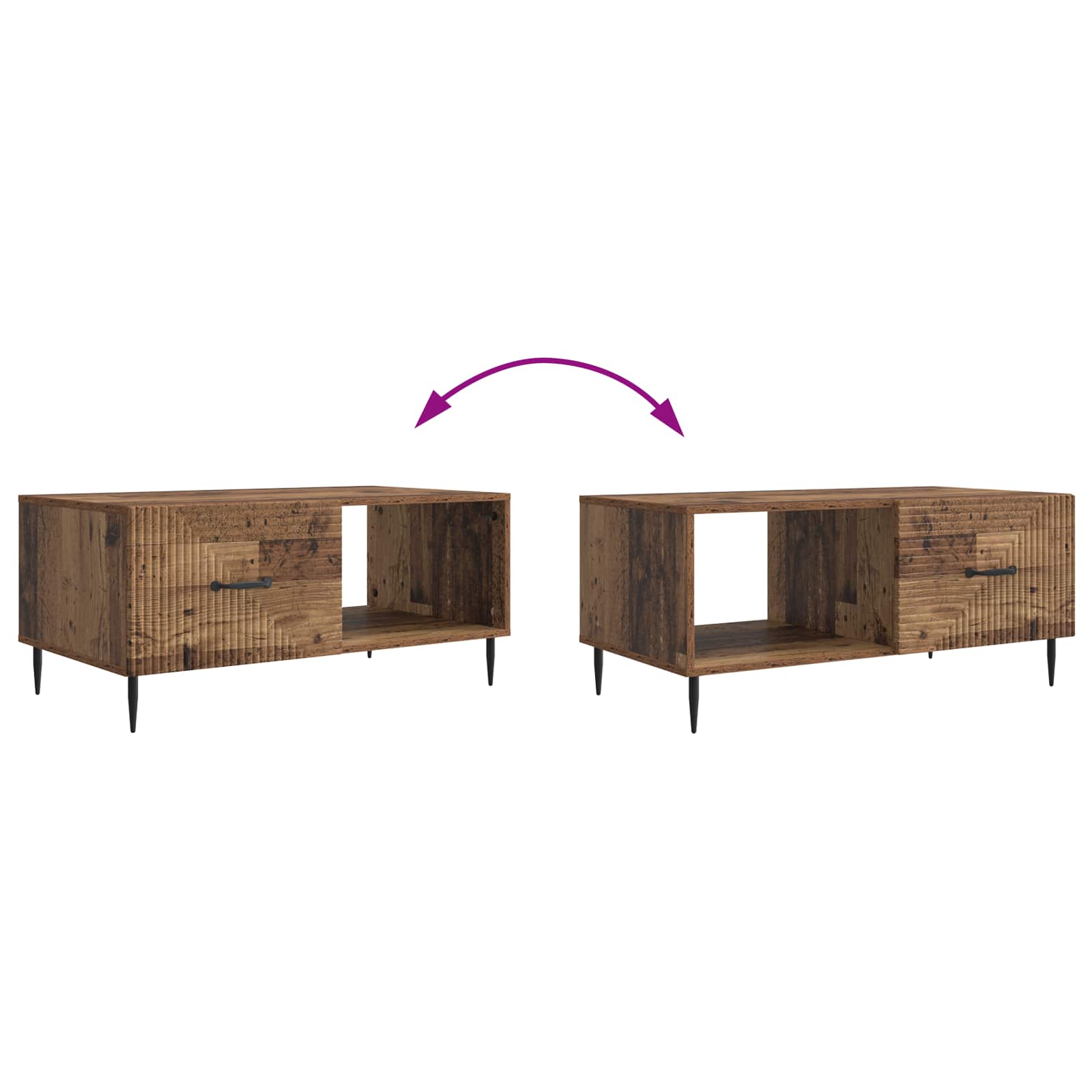 Couchtisch Altholz 90 x 50 x 40 cm Holzwerkstoff