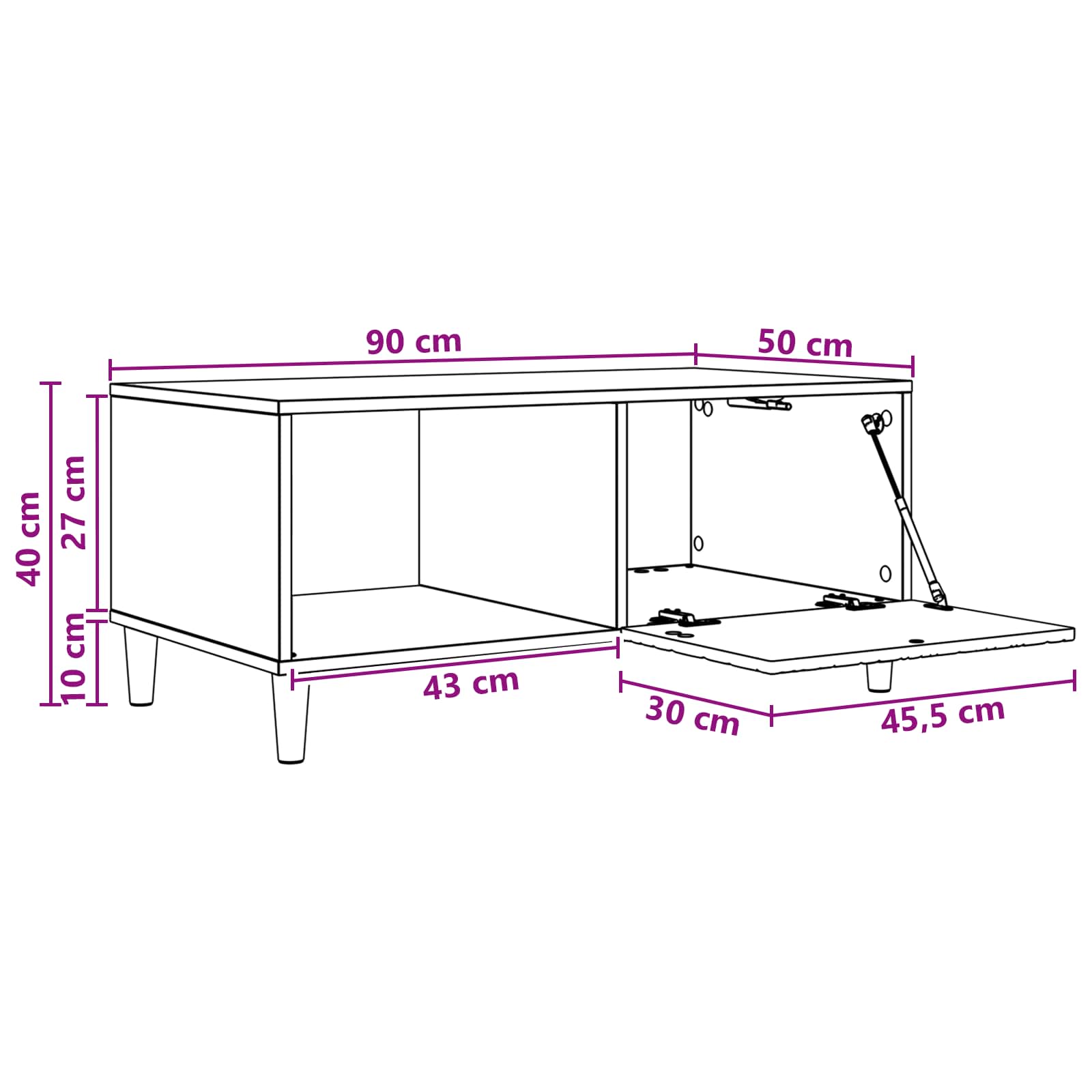 Couchtisch Sonoma-Eiche 90 x 50 x 40 cm Holzwerkstoff