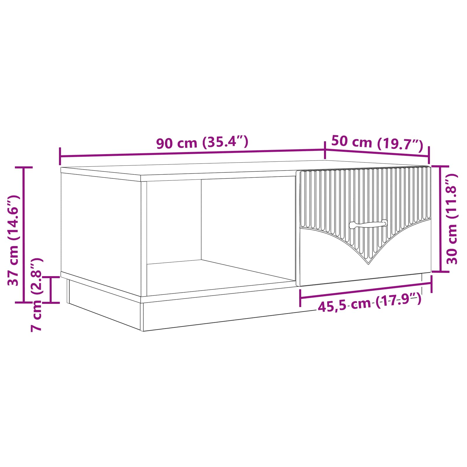 Couchtisch Geräucherte Eiche 90 x 50 x 37 cm Holzwerkstoff